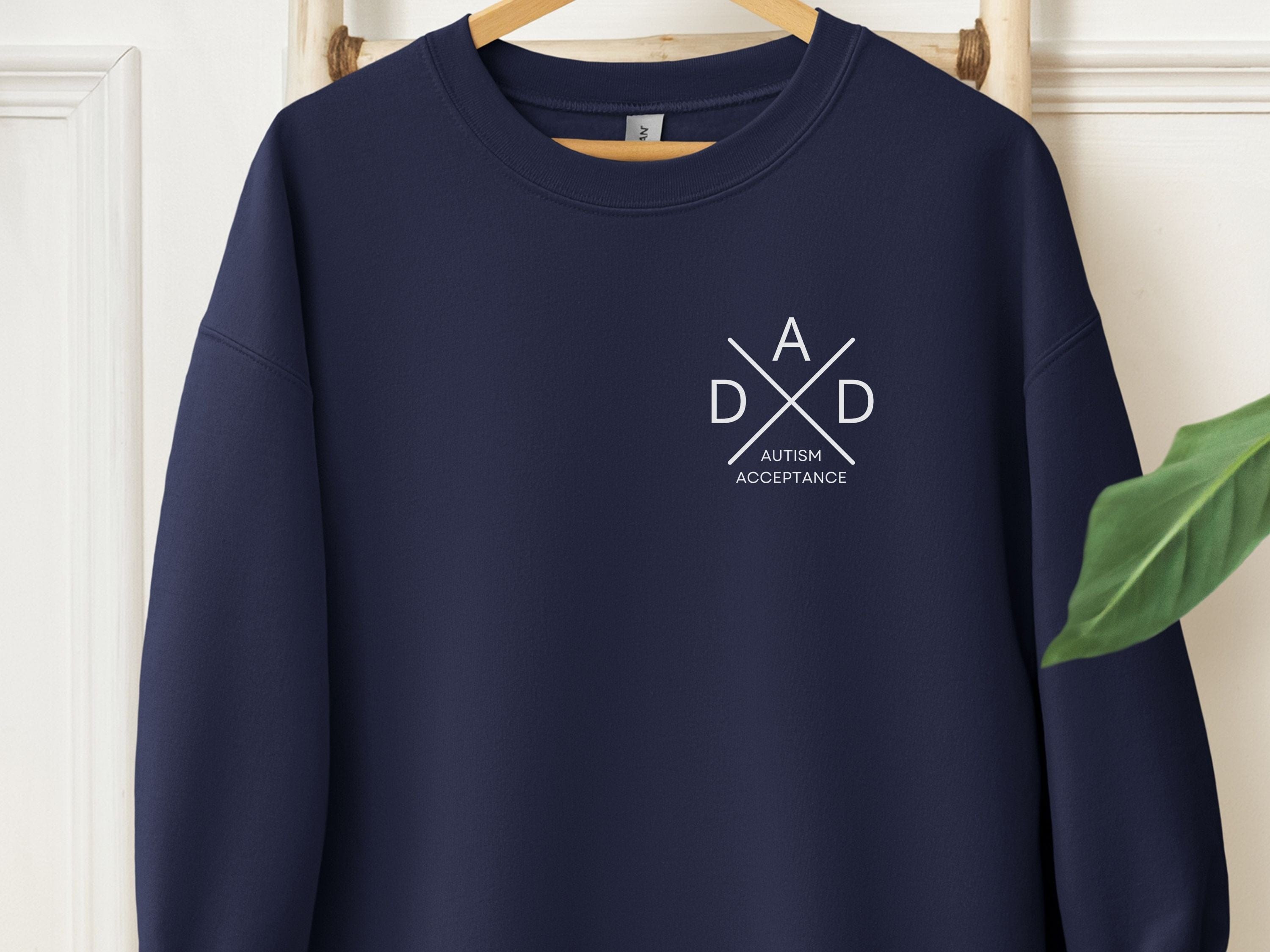 Autism Dad Cross Sweatshirt-Navy-Neurodiversity, ADHD & Autism Awareness & Acceptance Sweatshirt by Daily Bloom