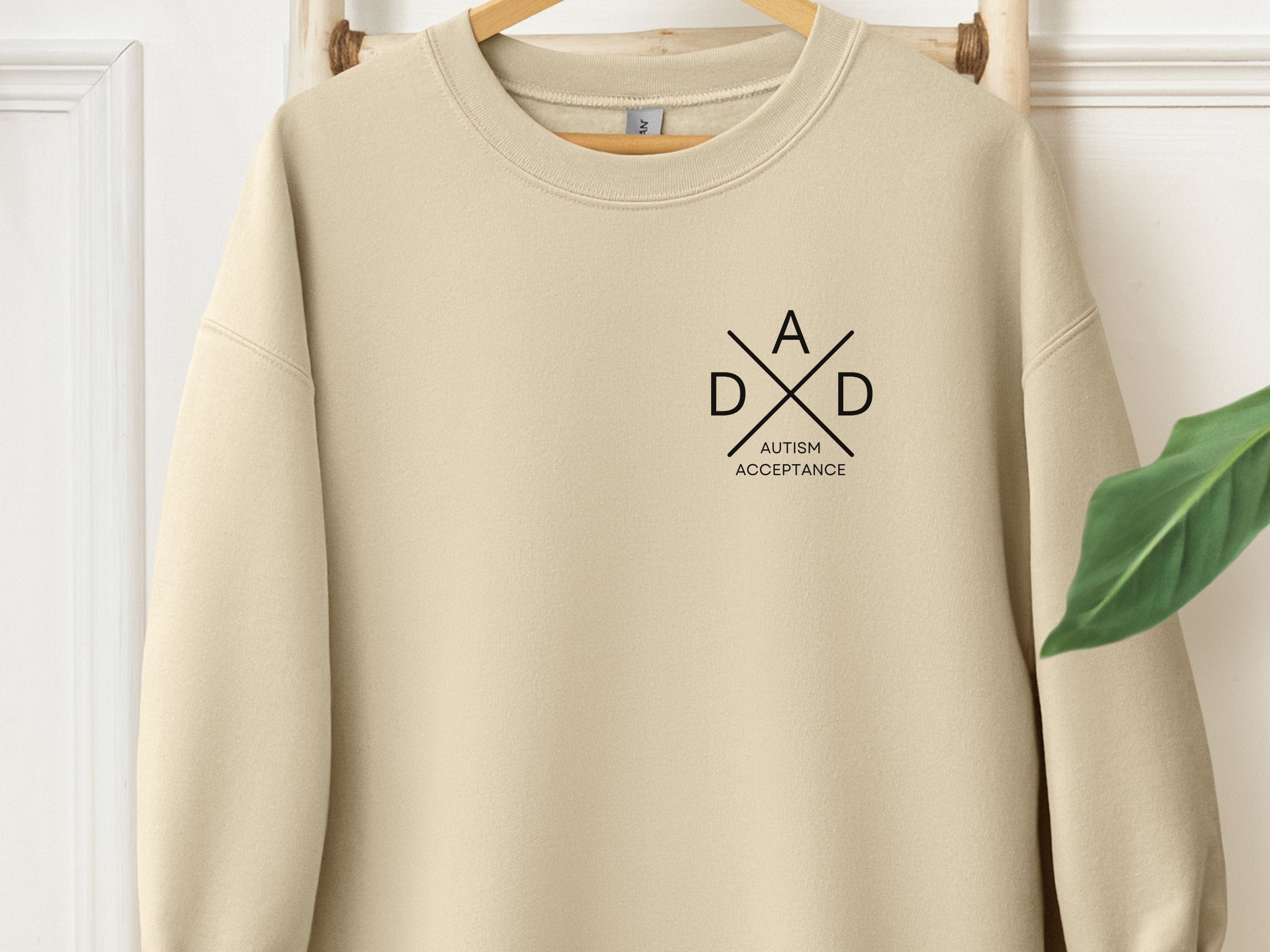 Autism Dad Cross Sweatshirt-Sand-Neurodiversity, ADHD & Autism Awareness & Acceptance Sweatshirt by Daily Bloom
