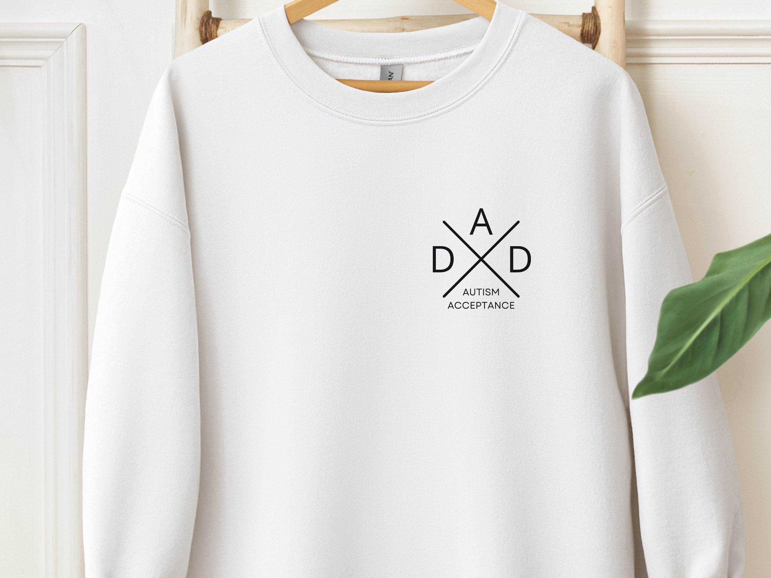 Autism Dad Cross Sweatshirt-White-Neurodiversity, ADHD & Autism Awareness & Acceptance Sweatshirt by Daily Bloom