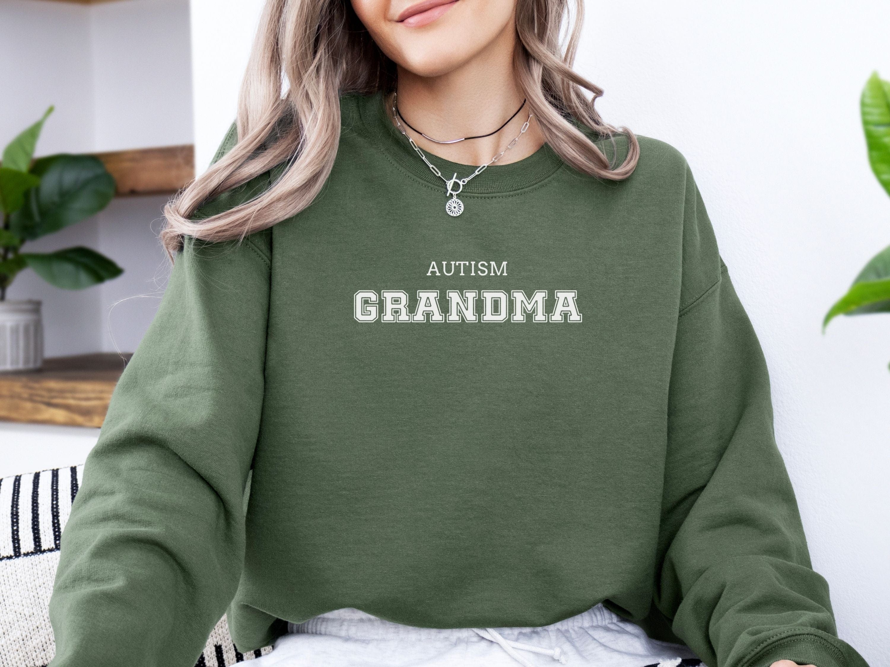 Autism Grandma College Sweatshirt-Neurodiversity, ADHD & Autism Awareness & Acceptance Sweatshirt by Daily Bloom