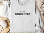 Autism Grandma College Sweatshirt-Ash-Neurodiversity, ADHD & Autism Awareness & Acceptance Sweatshirt by Daily Bloom