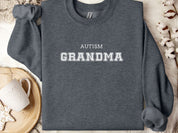 Autism Grandma College Sweatshirt-Dark Heather-Neurodiversity, ADHD & Autism Awareness & Acceptance Sweatshirt by Daily Bloom