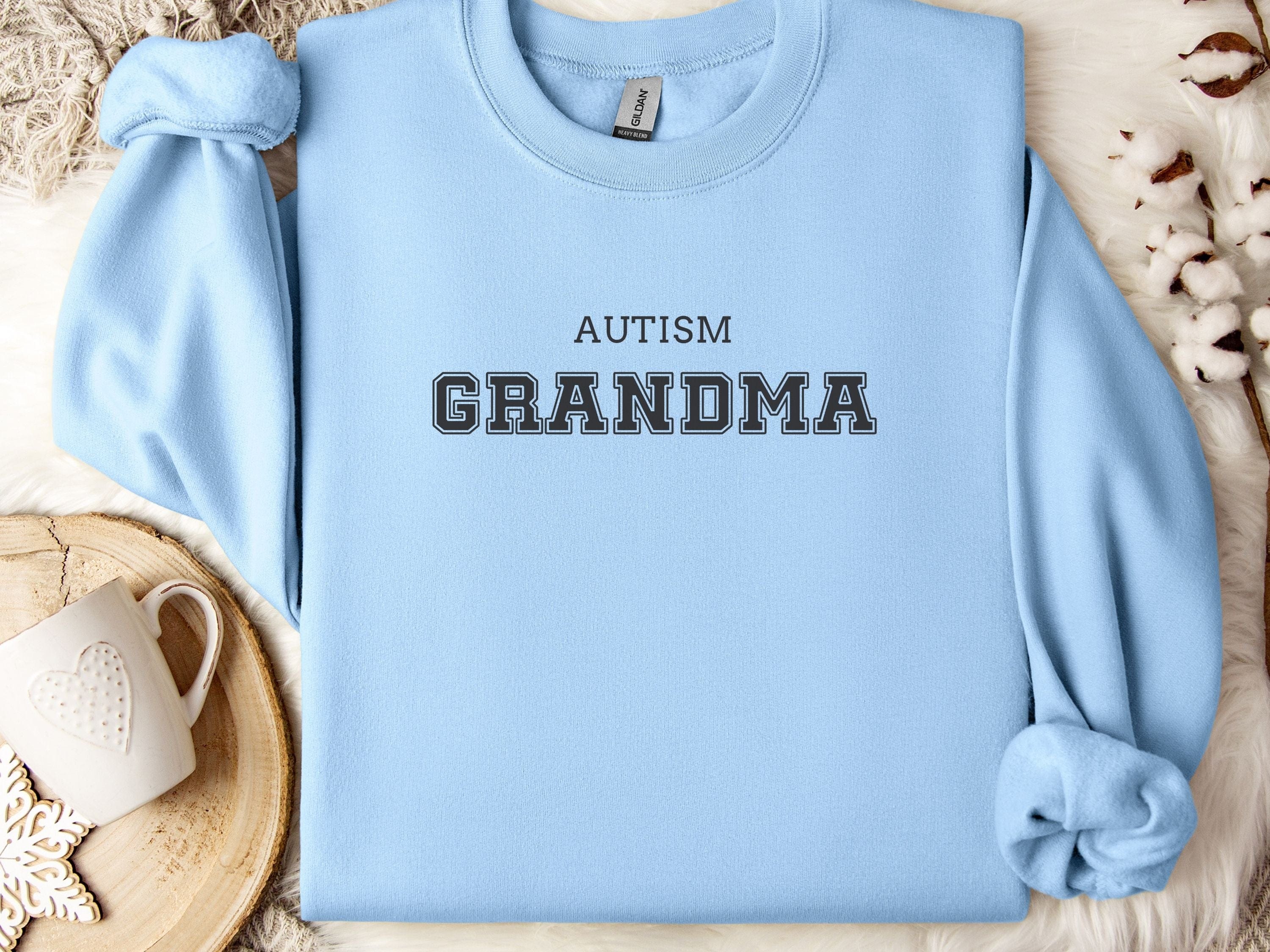 Autism Grandma College Sweatshirt-Light Blue-Neurodiversity, ADHD & Autism Awareness & Acceptance Sweatshirt by Daily Bloom