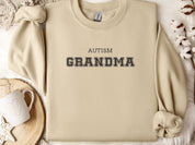 Autism Grandma College Sweatshirt-Sand-Neurodiversity, ADHD & Autism Awareness & Acceptance Sweatshirt by Daily Bloom