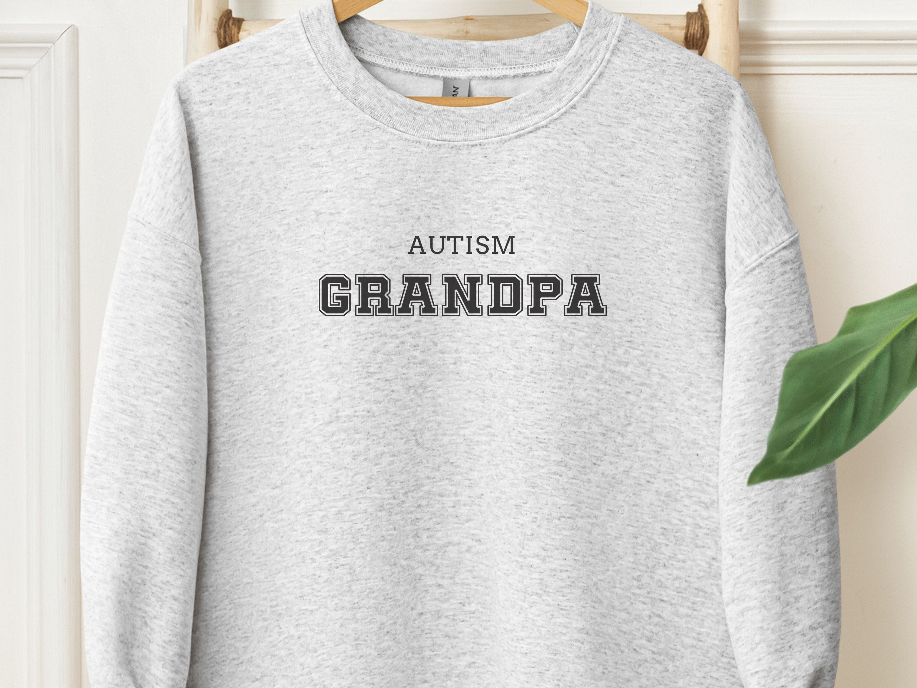 Autism Grandpa College Sweatshirt-Ash-Neurodiversity, ADHD & Autism Awareness & Acceptance Sweatshirt by Daily Bloom