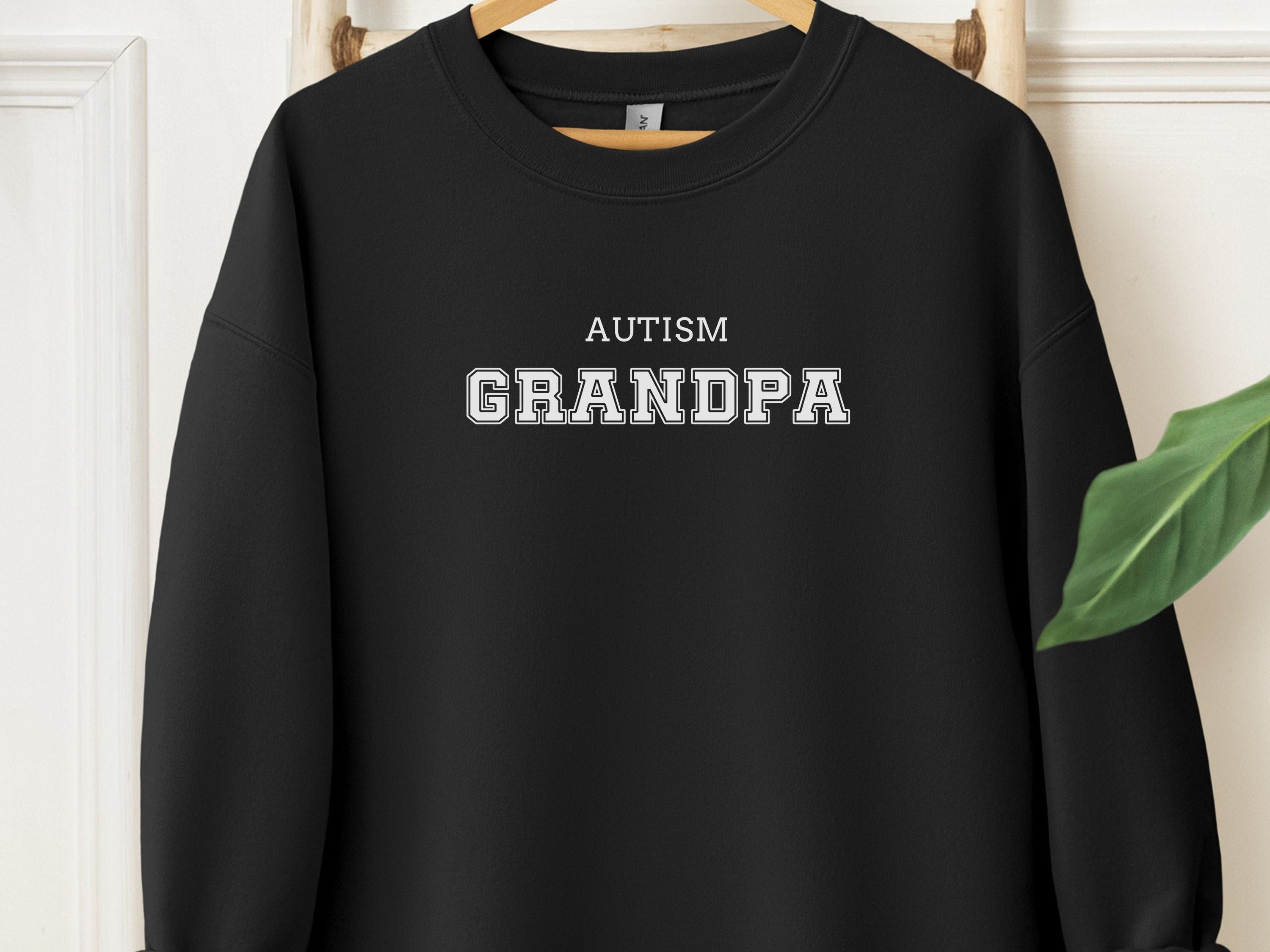 Autism Grandpa College Sweatshirt-Black-Neurodiversity, ADHD & Autism Awareness & Acceptance Sweatshirt by Daily Bloom