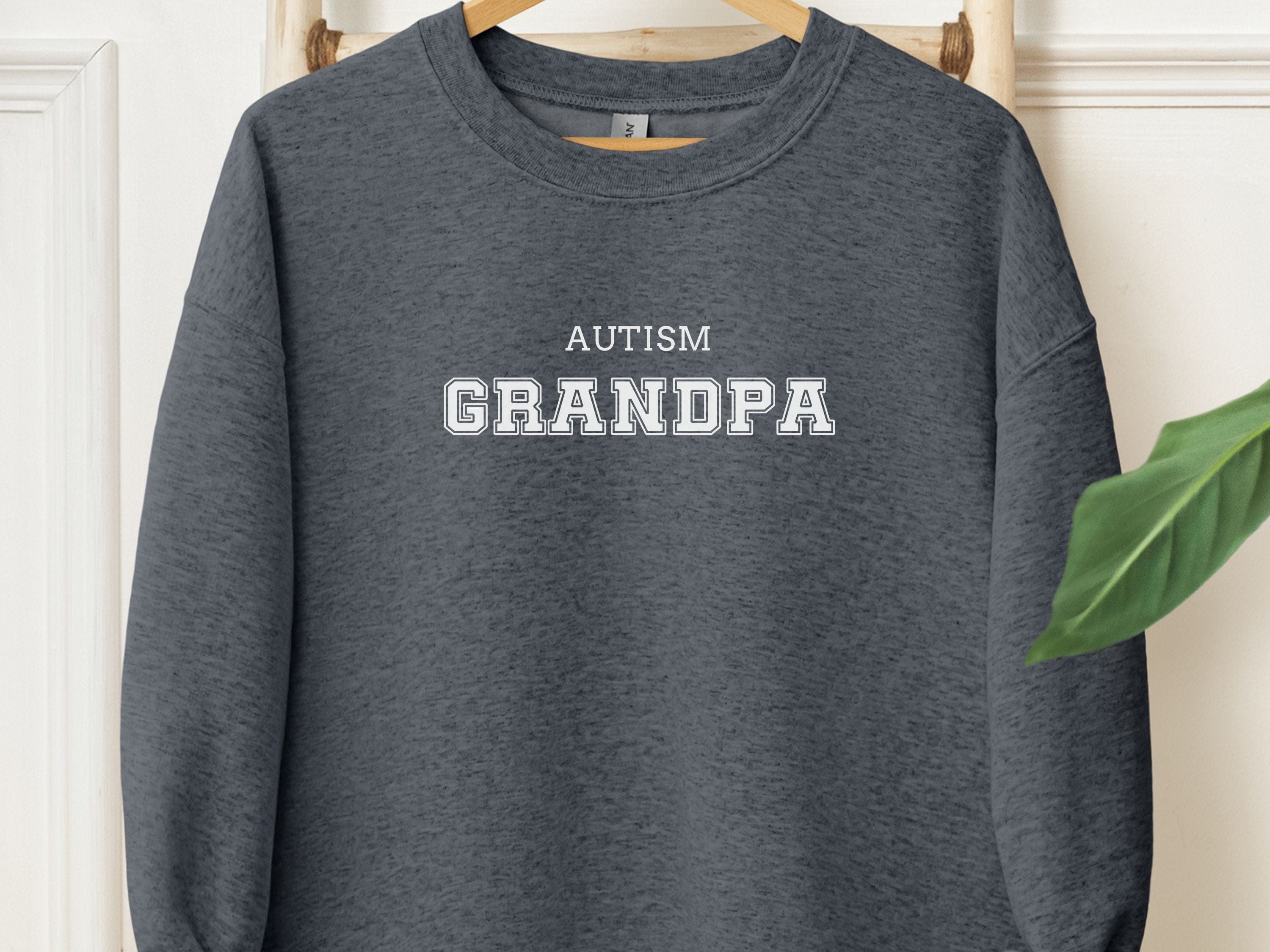Autism Grandpa College Sweatshirt-Dark Heather-Neurodiversity, ADHD & Autism Awareness & Acceptance Sweatshirt by Daily Bloom