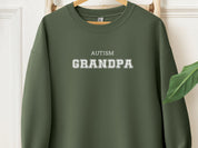 Autism Grandpa College Sweatshirt-Military Green-Neurodiversity, ADHD & Autism Awareness & Acceptance Sweatshirt by Daily Bloom