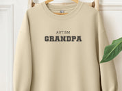Autism Grandpa College Sweatshirt-Sand-Neurodiversity, ADHD & Autism Awareness & Acceptance Sweatshirt by Daily Bloom