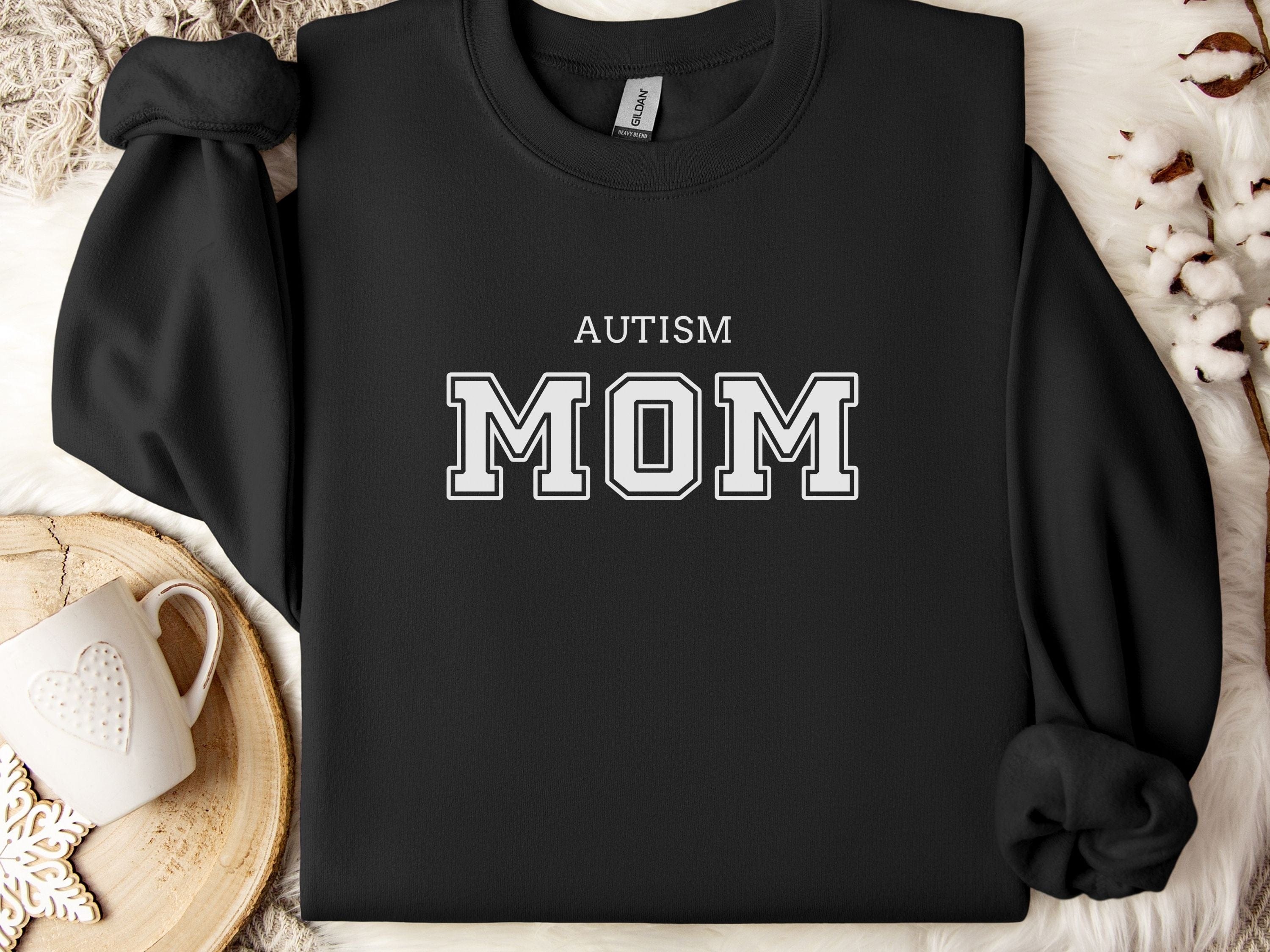 Autism Mom College Sweatshirt-Black-Neurodiversity, ADHD & Autism Awareness & Acceptance Sweatshirt by Daily Bloom