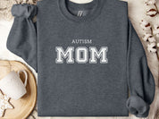 Autism Mom College Sweatshirt-Dark Heather-Neurodiversity, ADHD & Autism Awareness & Acceptance Sweatshirt by Daily Bloom