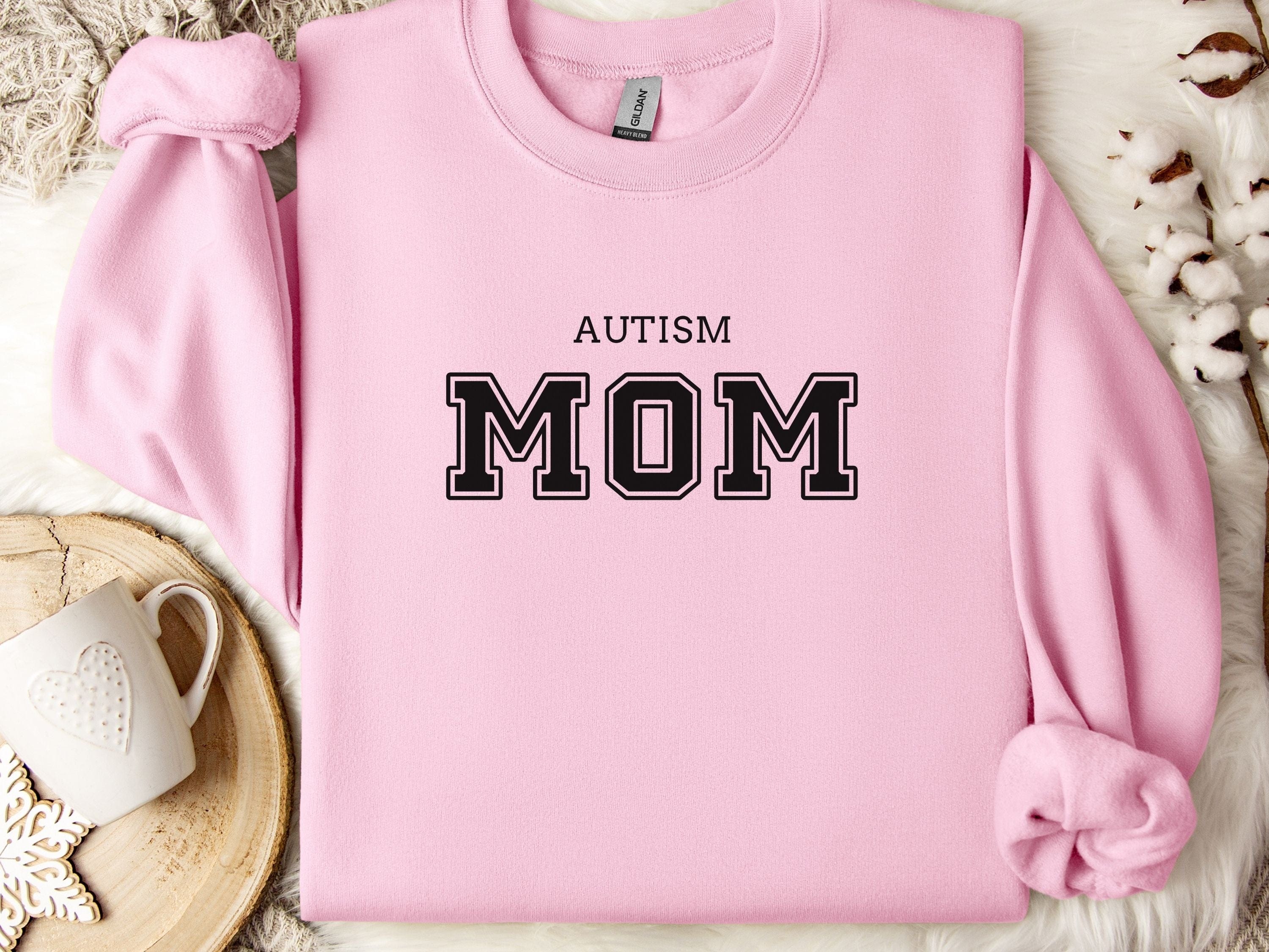 Autism Mom College Sweatshirt-Light Pink-Neurodiversity, ADHD & Autism Awareness & Acceptance Sweatshirt by Daily Bloom