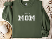 Autism Mom College Sweatshirt-Military Green-Neurodiversity, ADHD & Autism Awareness & Acceptance Sweatshirt by Daily Bloom