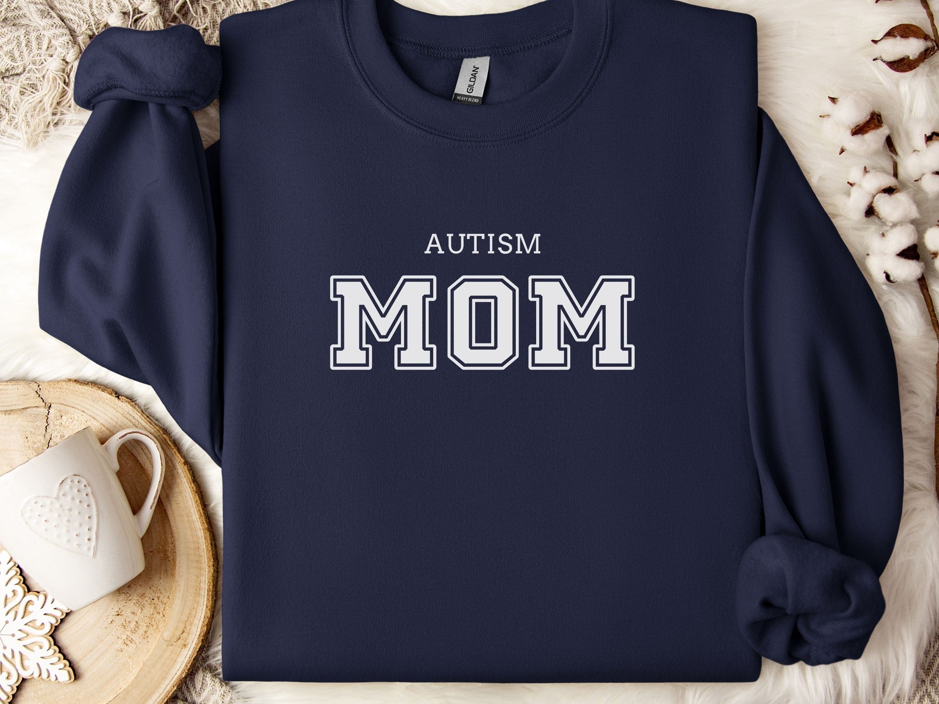 Autism Mom College Sweatshirt-Navy-Neurodiversity, ADHD & Autism Awareness & Acceptance Sweatshirt by Daily Bloom