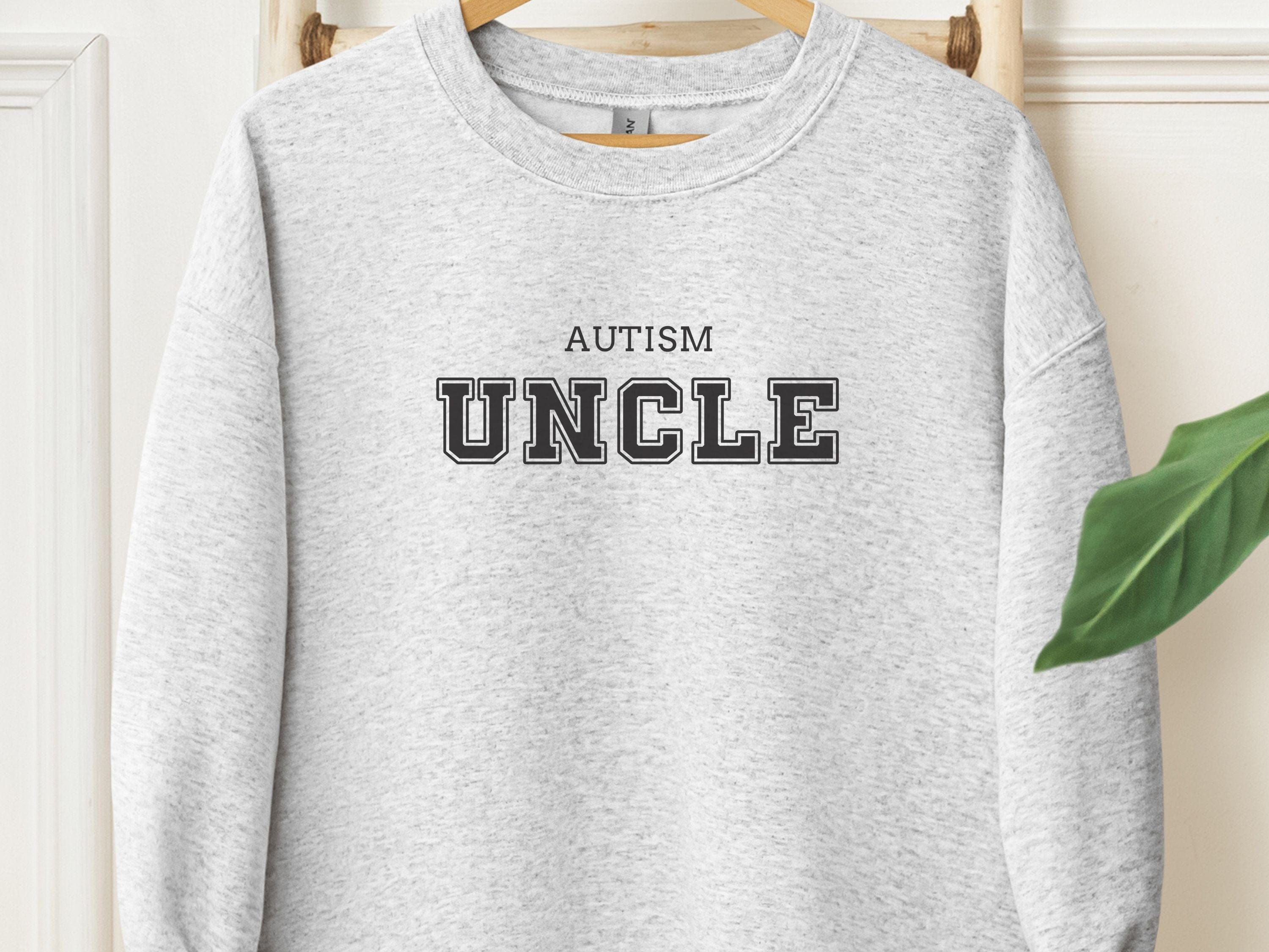 Autism Uncle College Sweatshirt-Ash-Neurodiversity, ADHD & Autism Awareness & Acceptance Sweatshirt by Daily Bloom