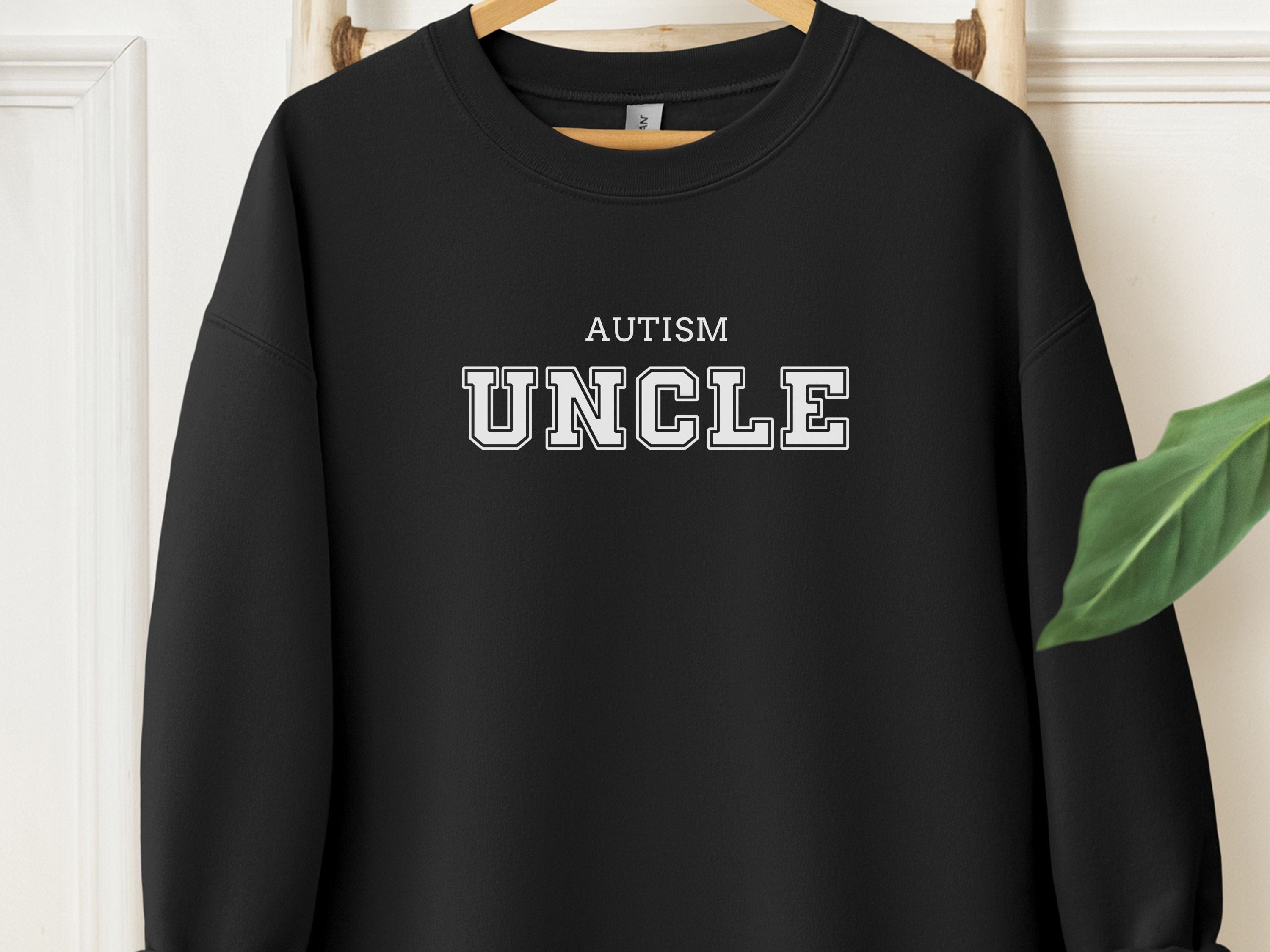 Autism Uncle College Sweatshirt-Black-Neurodiversity, ADHD & Autism Awareness & Acceptance Sweatshirt by Daily Bloom