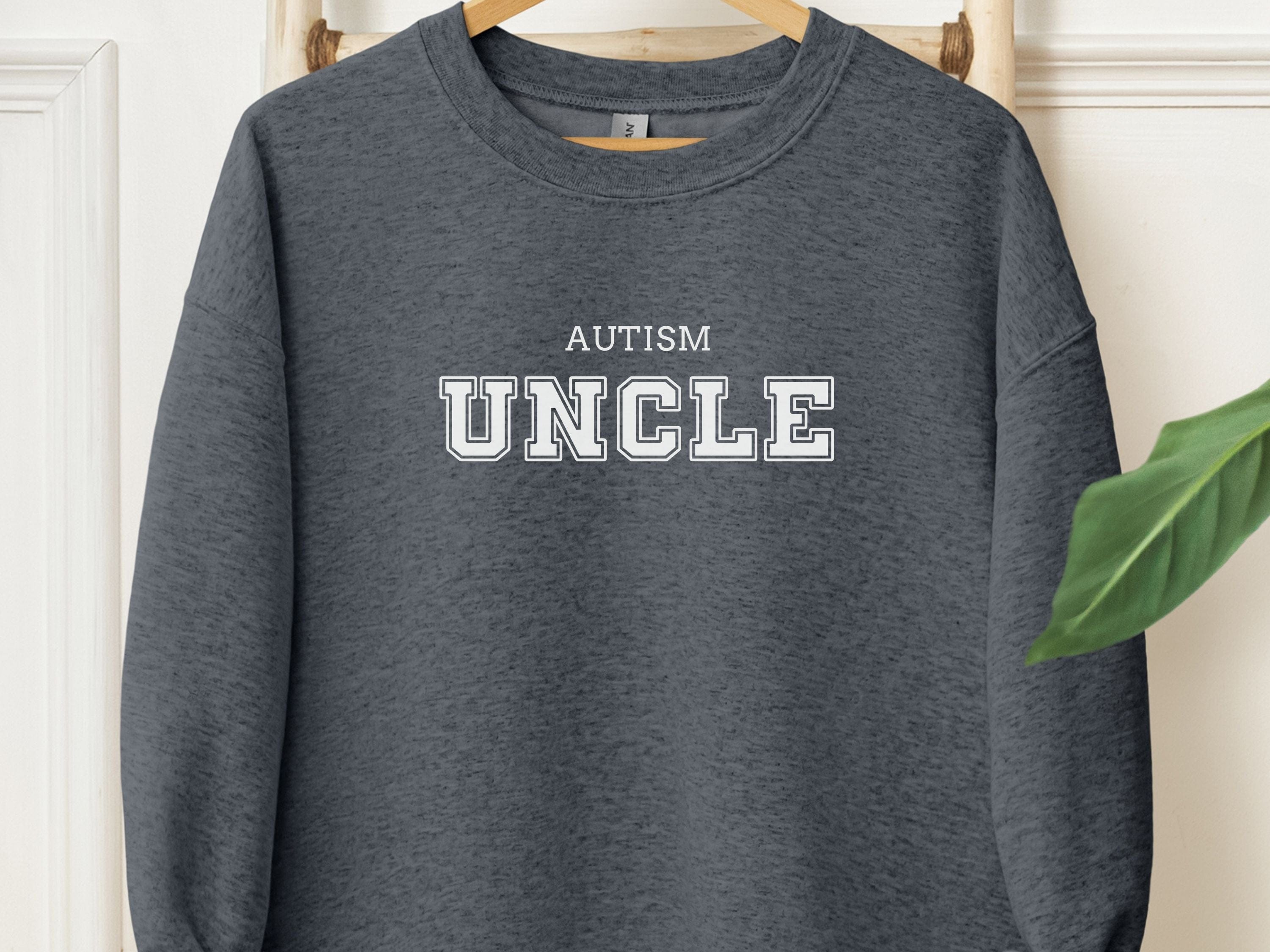 Autism Uncle College Sweatshirt-Dark Heather-Neurodiversity, ADHD & Autism Awareness & Acceptance Sweatshirt by Daily Bloom