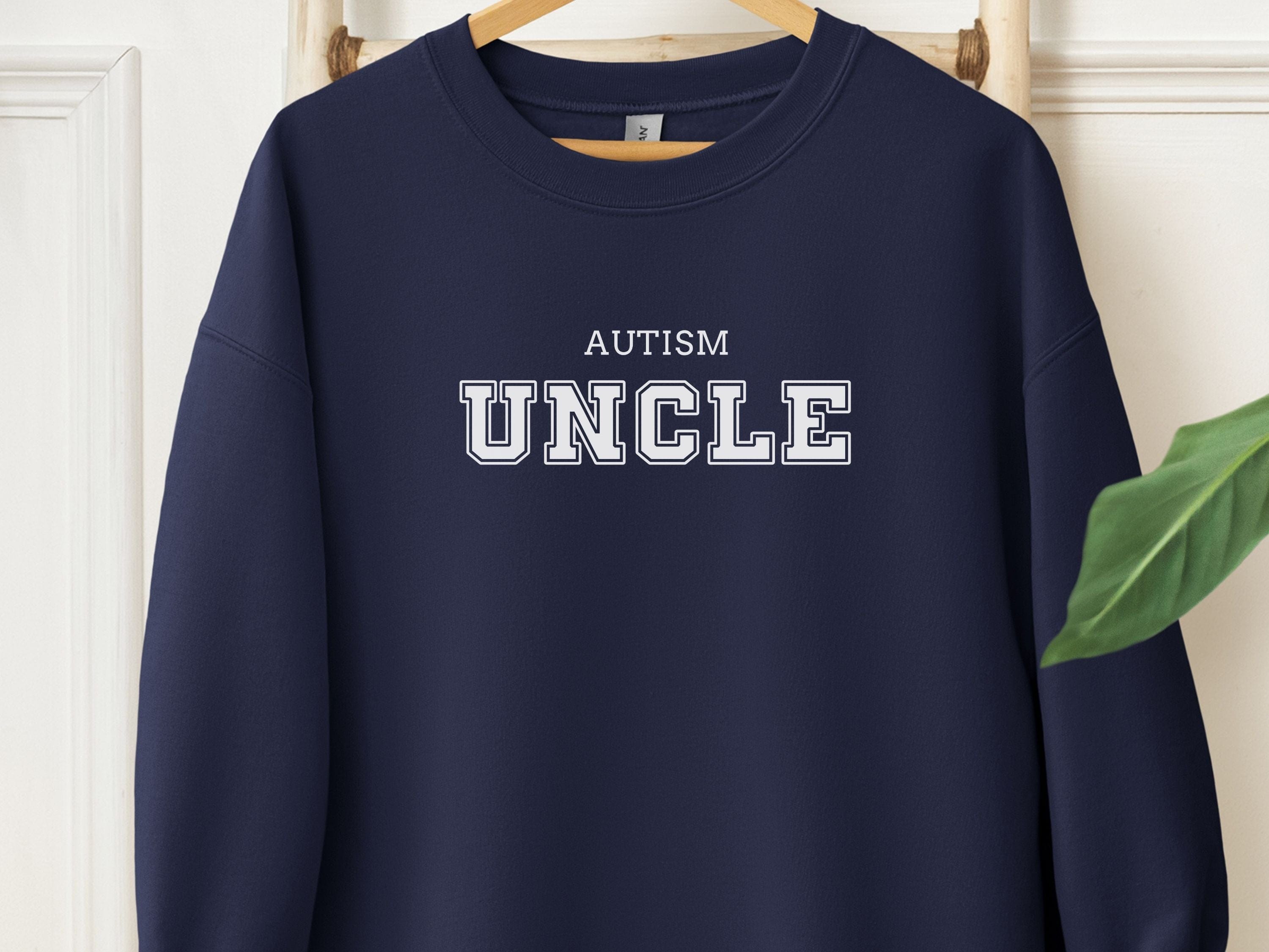 Autism Uncle College Sweatshirt-Navy-Neurodiversity, ADHD & Autism Awareness & Acceptance Sweatshirt by Daily Bloom