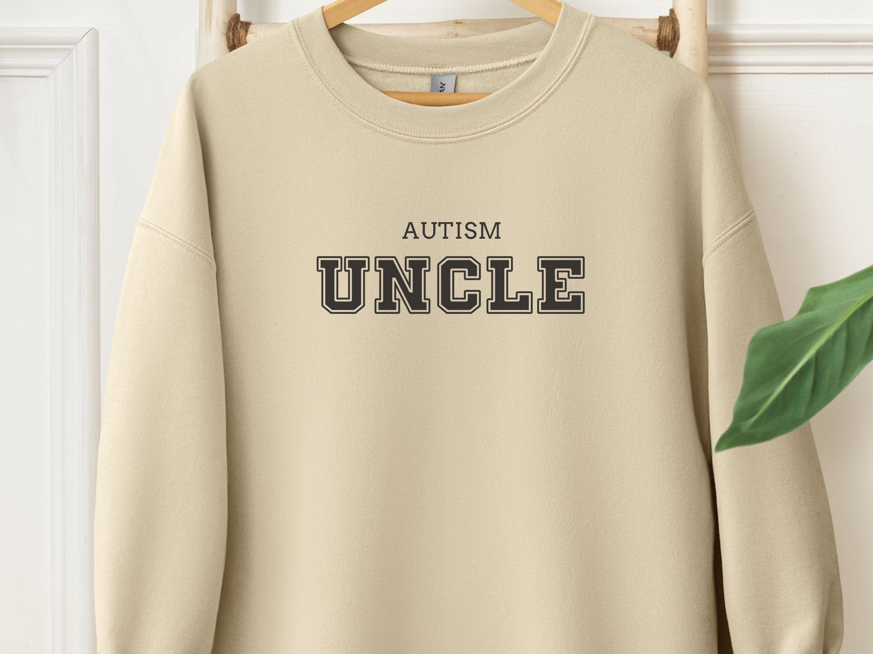 Autism Uncle College Sweatshirt-Sand-Neurodiversity, ADHD & Autism Awareness & Acceptance Sweatshirt by Daily Bloom