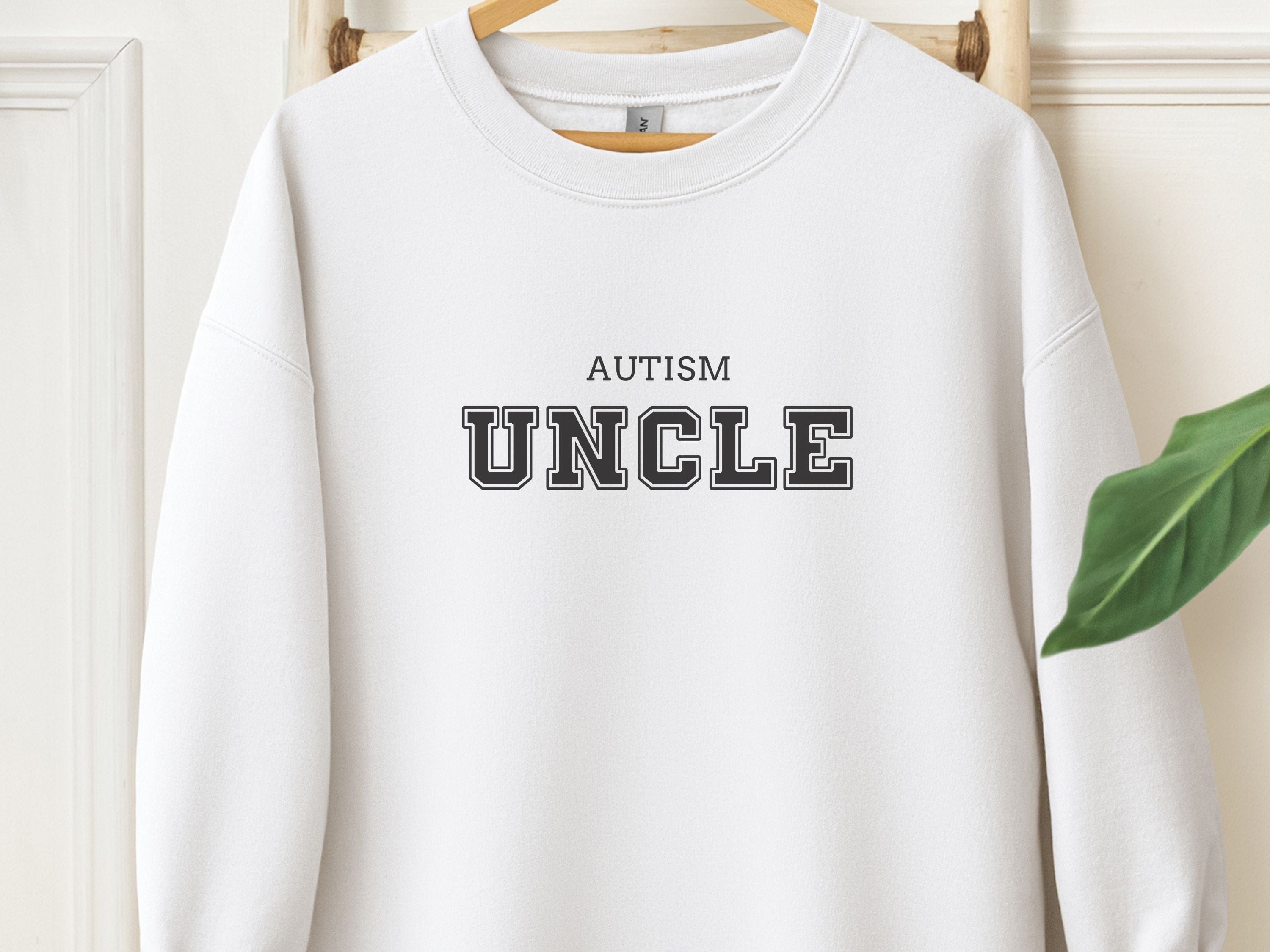 Autism Uncle College Sweatshirt-White-Neurodiversity, ADHD & Autism Awareness & Acceptance Sweatshirt by Daily Bloom