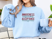 Awareness Informs Acceptance Transforms Sweatshirt-Neurodiversity, ADHD & Autism Awareness & Acceptance Sweatshirt by Daily Bloom
