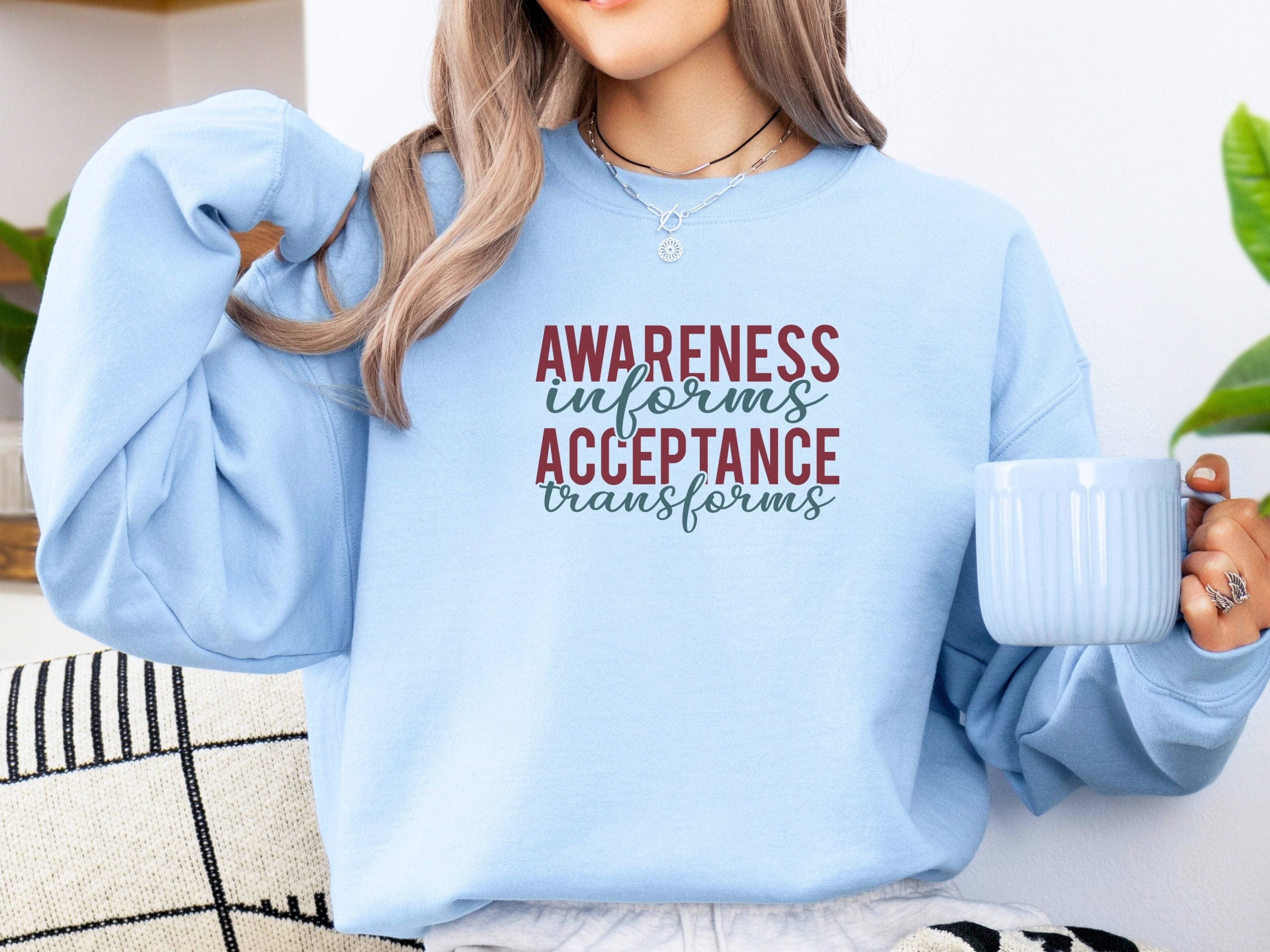 Awareness Informs Acceptance Transforms Sweatshirt-Neurodiversity, ADHD & Autism Awareness & Acceptance Sweatshirt by Daily Bloom