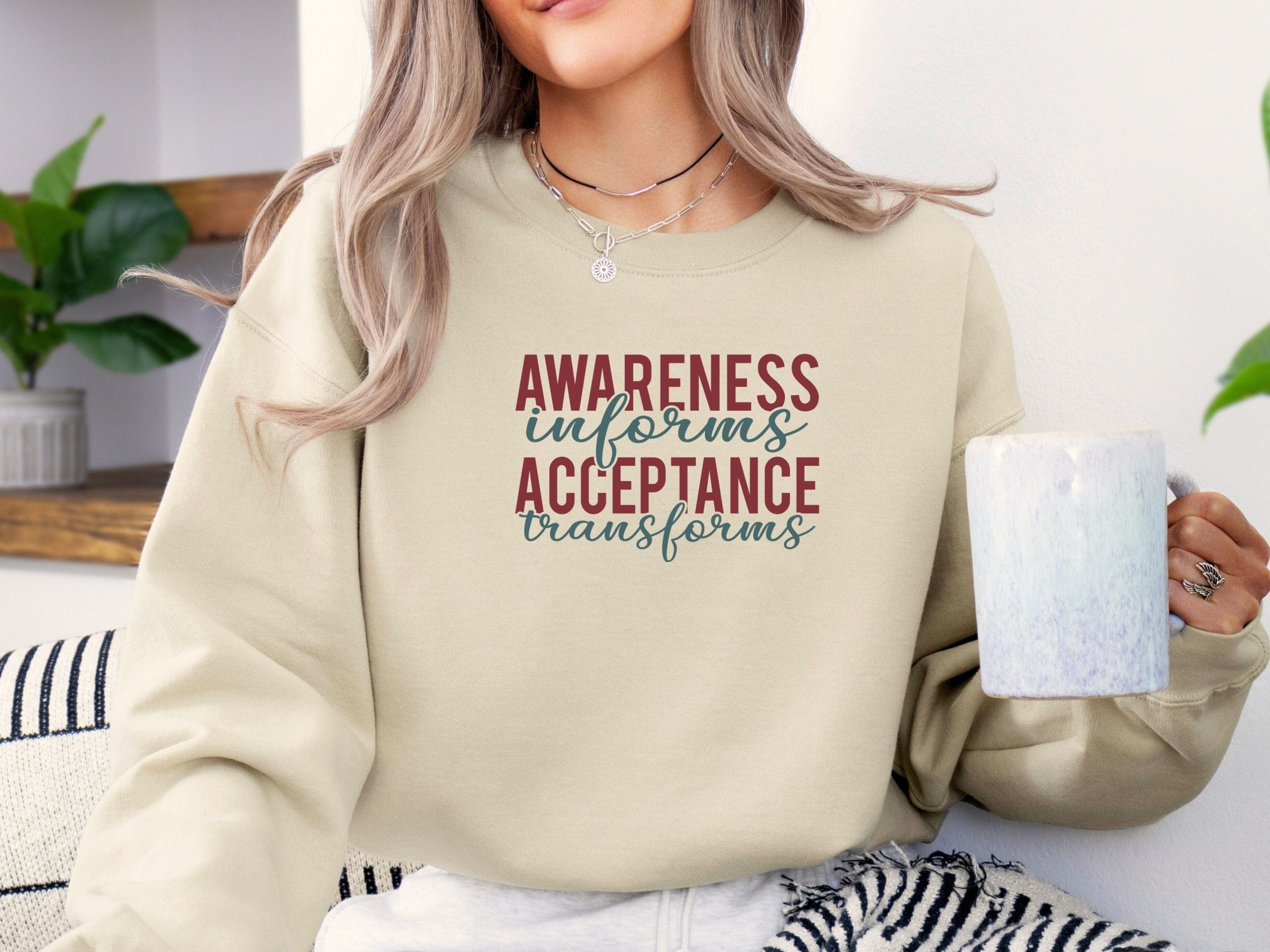Awareness Informs Acceptance Transforms Sweatshirt-Neurodiversity, ADHD & Autism Awareness & Acceptance Sweatshirt by Daily Bloom