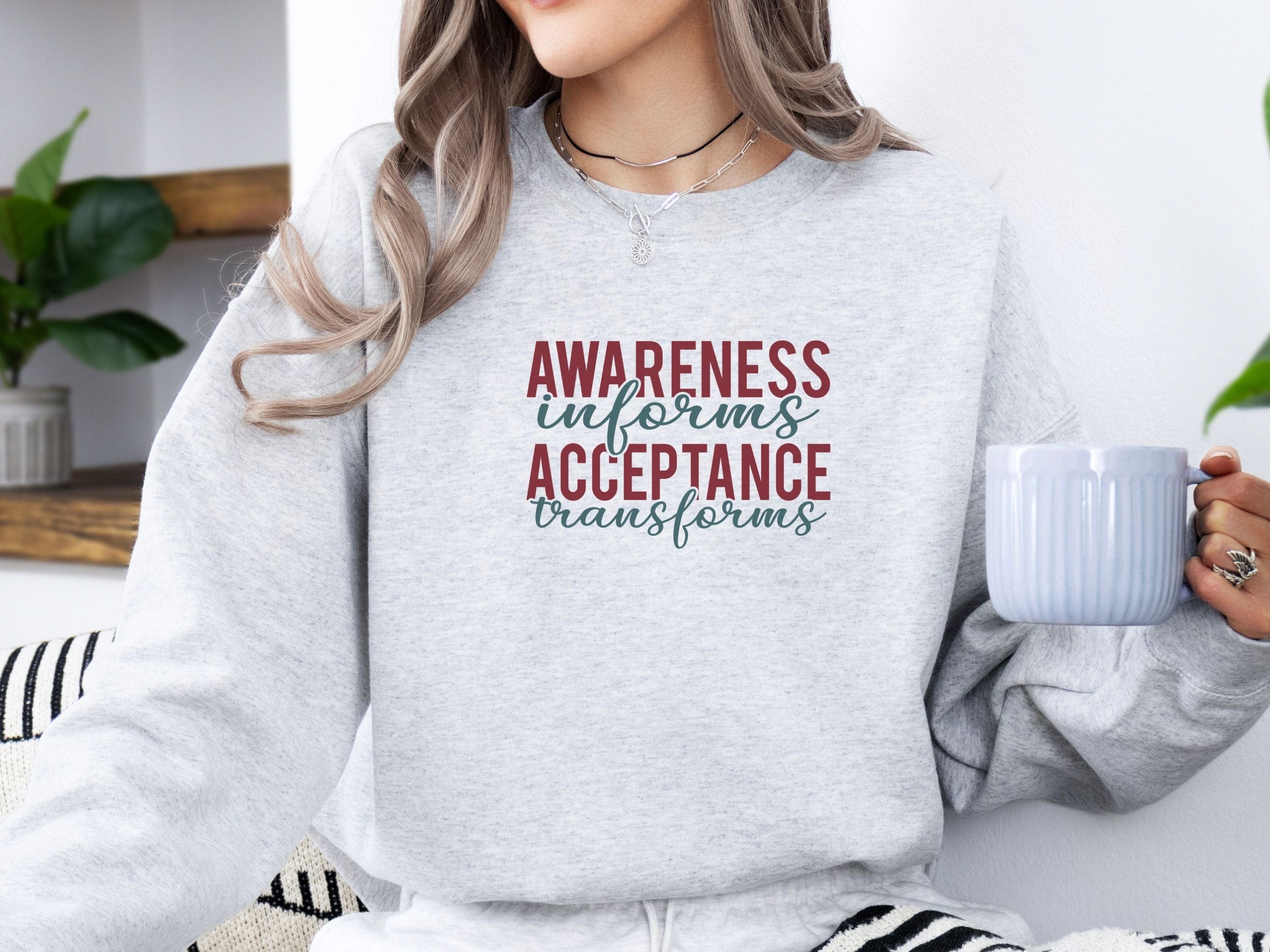Awareness Informs Acceptance Transforms Sweatshirt-Neurodiversity, ADHD & Autism Awareness & Acceptance Sweatshirt by Daily Bloom