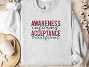 Awareness Informs Acceptance Transforms Sweatshirt-Ash-Neurodiversity, ADHD & Autism Awareness & Acceptance Sweatshirt by Daily Bloom