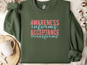 Awareness Informs Acceptance Transforms Sweatshirt-Military Green-Neurodiversity, ADHD & Autism Awareness & Acceptance Sweatshirt by Daily Bloom