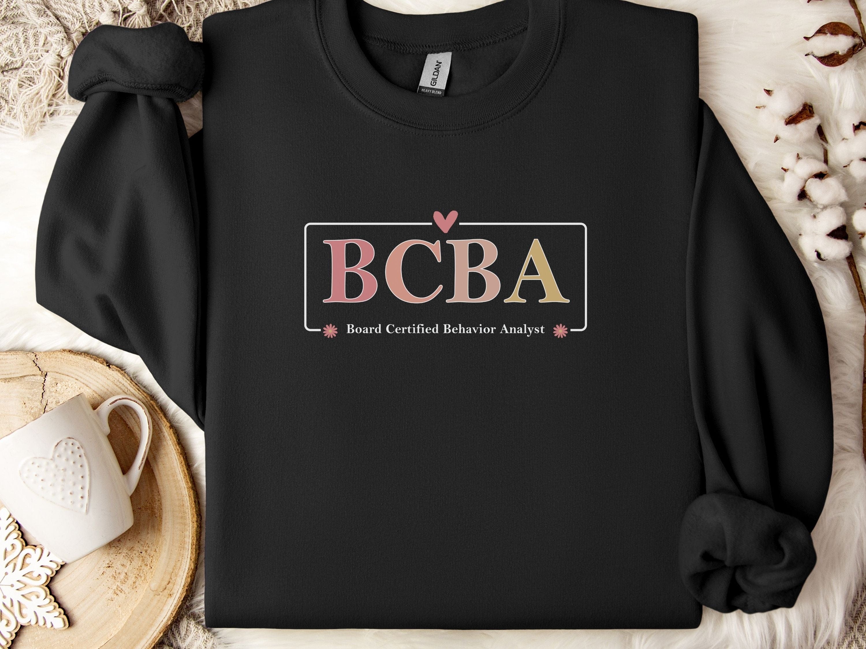 BCBA Outline Sweatshirt-Black-Neurodiversity, ADHD & Autism Awareness & Acceptance Sweatshirt by Daily Bloom