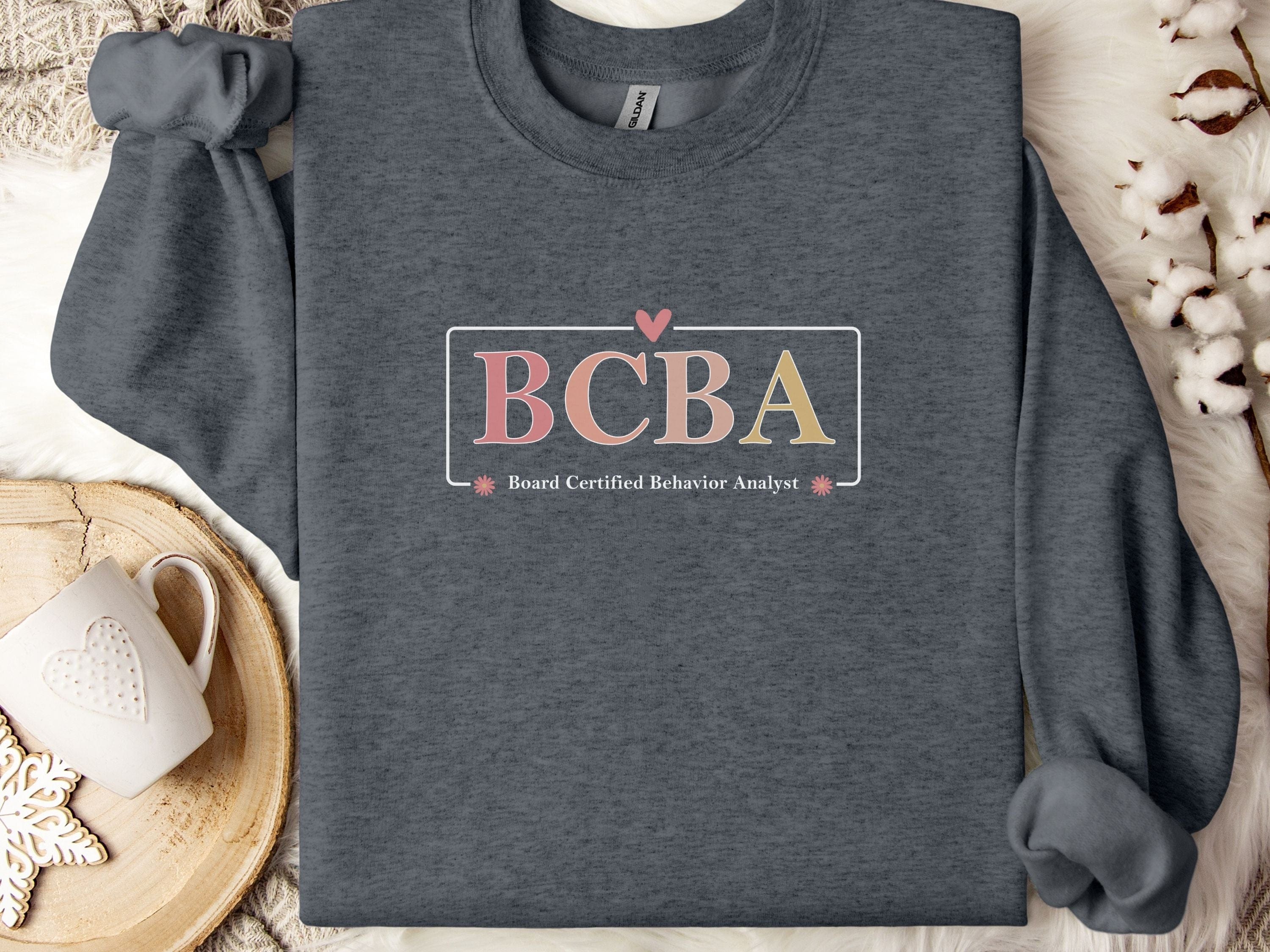 BCBA Outline Sweatshirt-Dark Heather-Neurodiversity, ADHD & Autism Awareness & Acceptance Sweatshirt by Daily Bloom