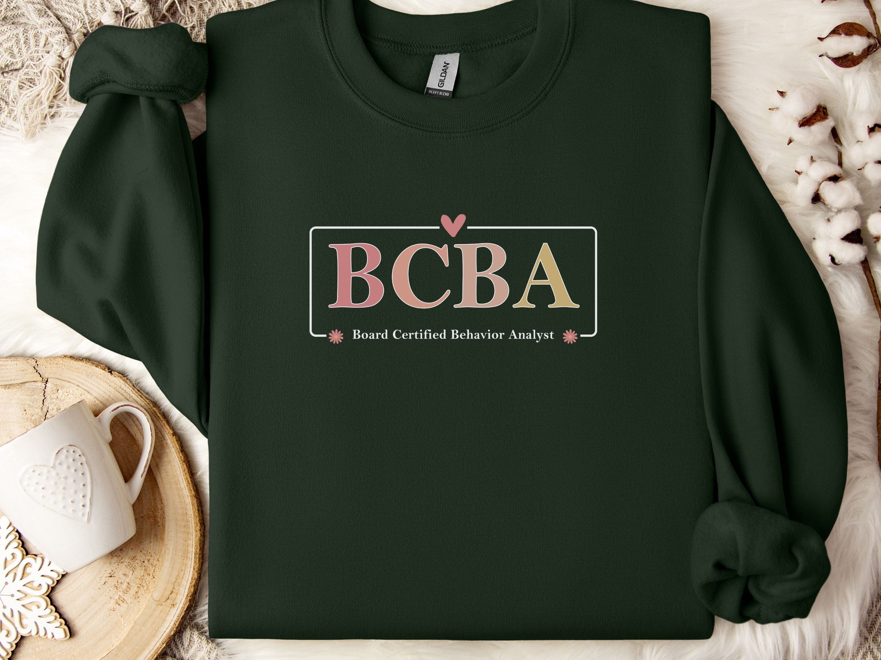 BCBA Outline Sweatshirt-Forest Green-Neurodiversity, ADHD & Autism Awareness & Acceptance Sweatshirt by Daily Bloom