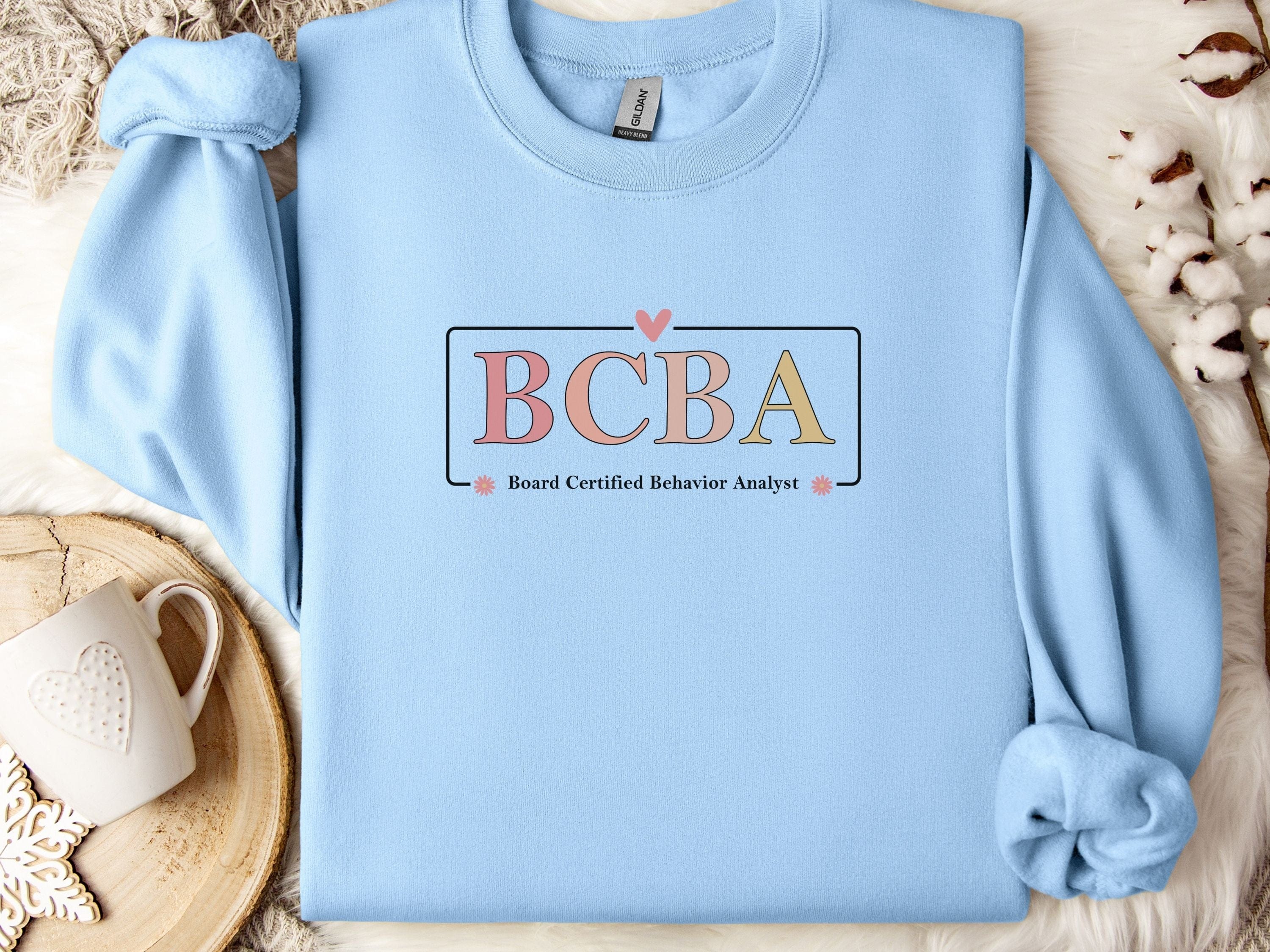 BCBA Outline Sweatshirt-Light Blue-Neurodiversity, ADHD & Autism Awareness & Acceptance Sweatshirt by Daily Bloom