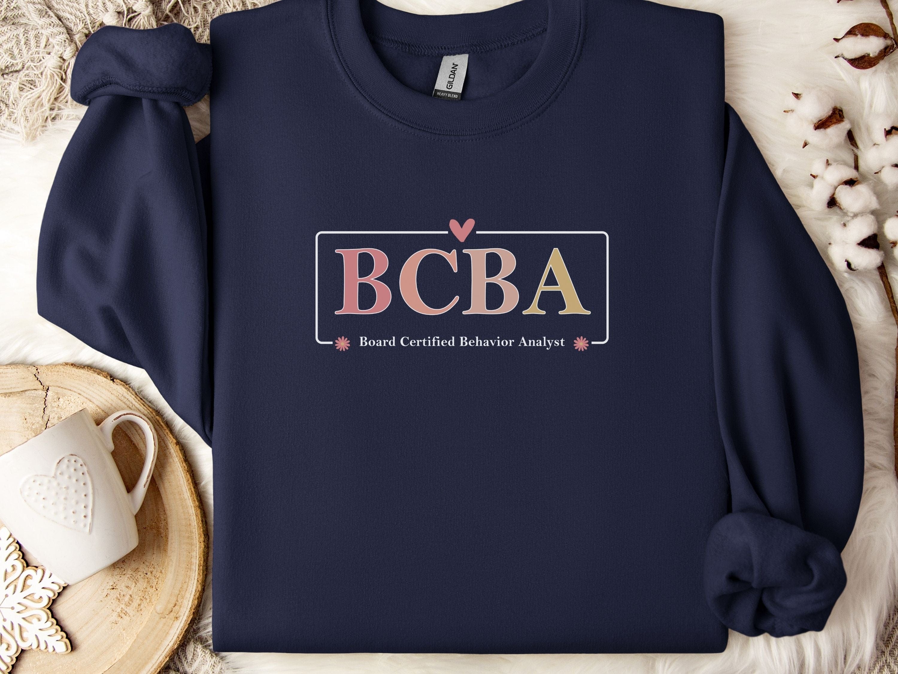 BCBA Outline Sweatshirt-Navy-Neurodiversity, ADHD & Autism Awareness & Acceptance Sweatshirt by Daily Bloom