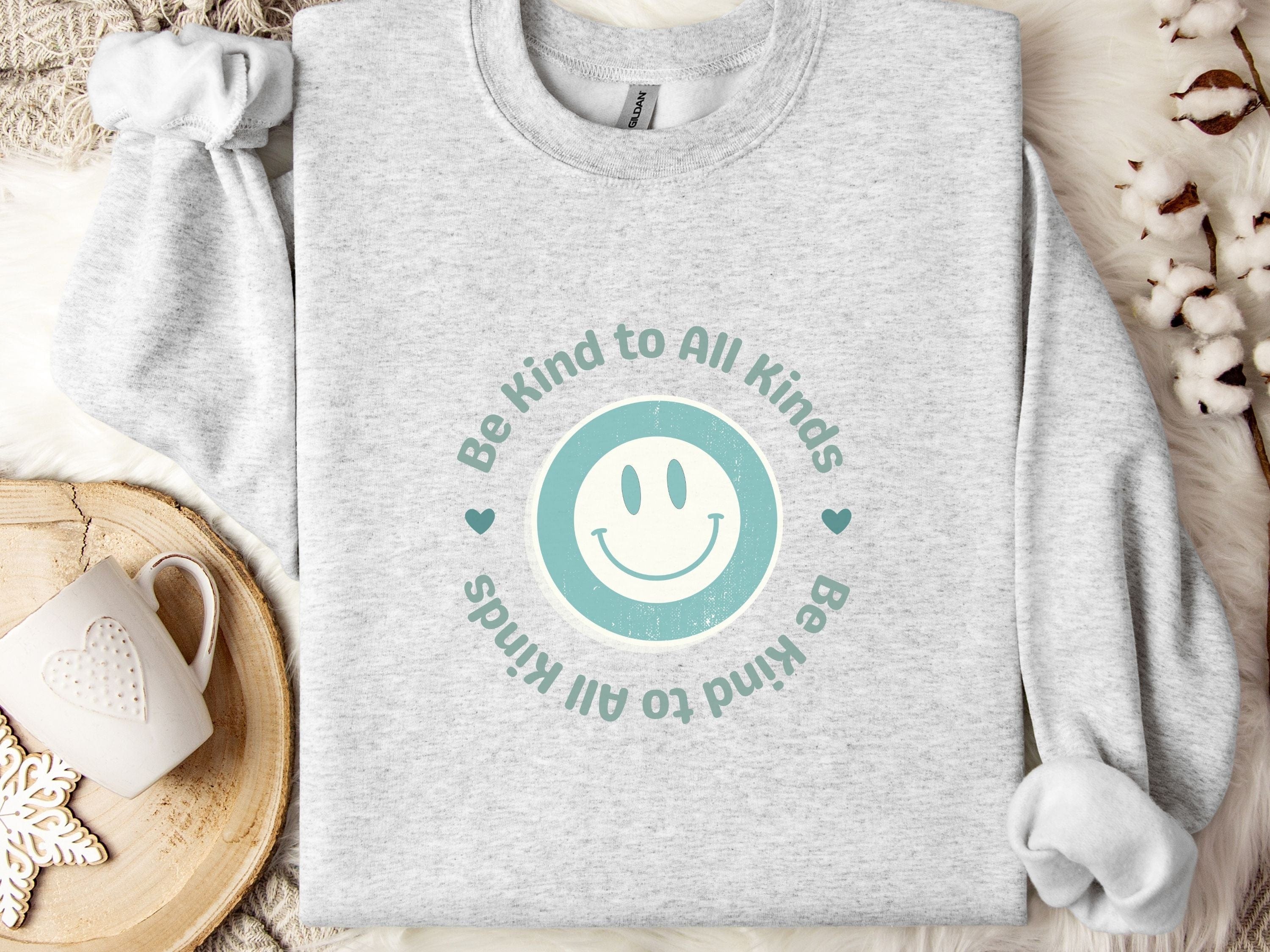 Be Kind To All Kinds Sweatshirt-Ash-Neurodiversity, ADHD & Autism Awareness & Acceptance Sweatshirt by Daily Bloom