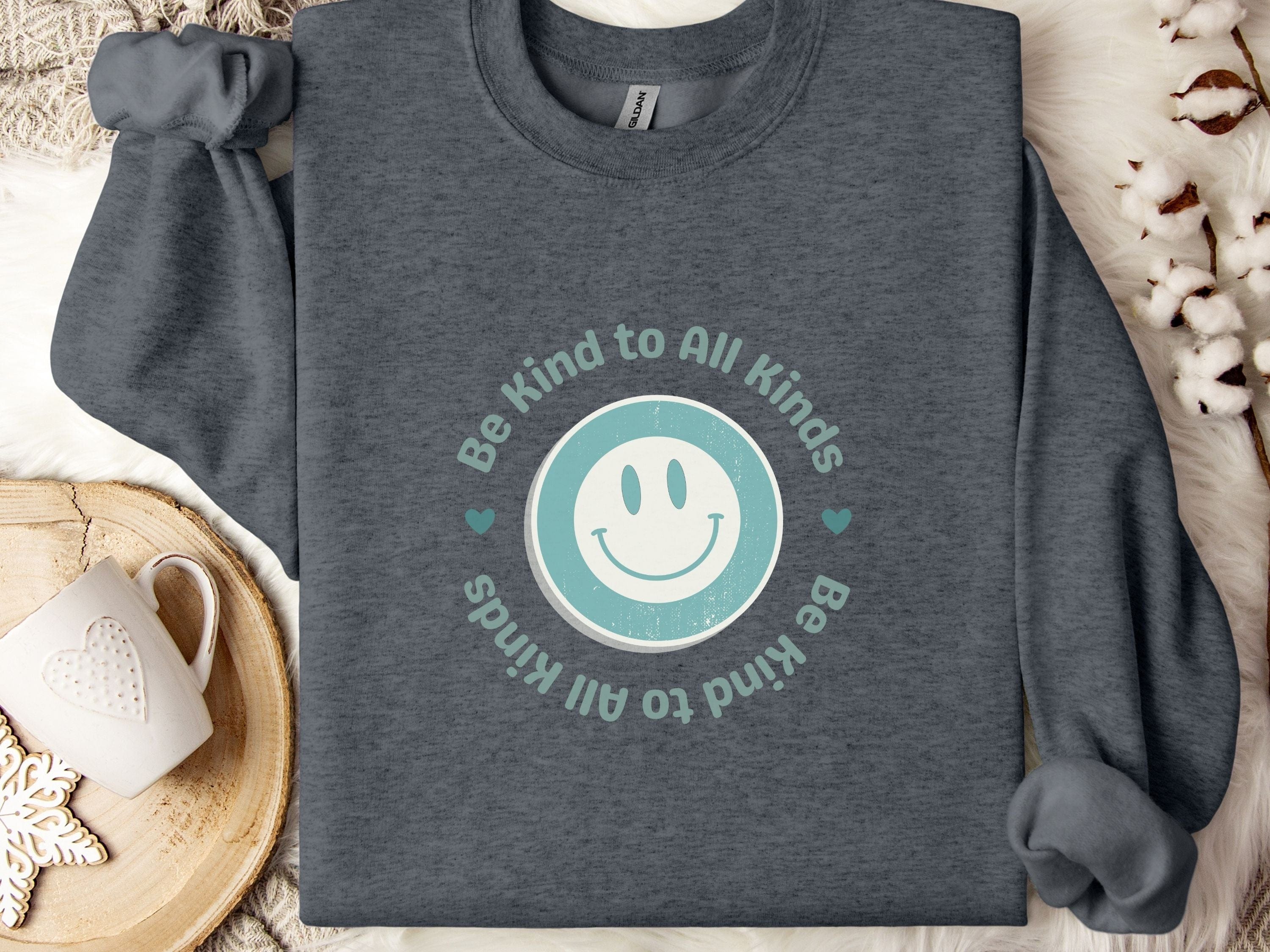 Be Kind To All Kinds Sweatshirt-Dark Heather-Neurodiversity, ADHD & Autism Awareness & Acceptance Sweatshirt by Daily Bloom