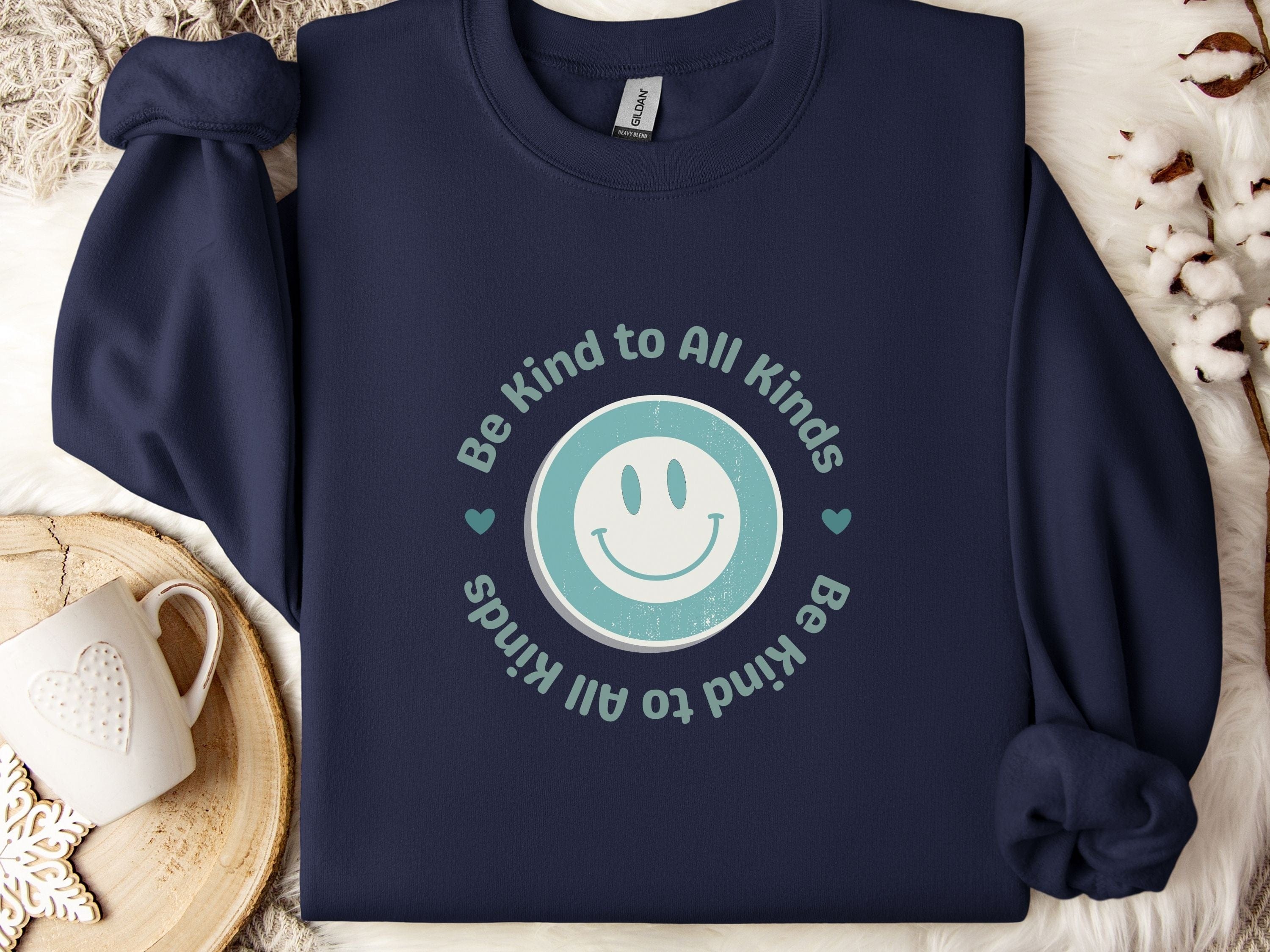 Be Kind To All Kinds Sweatshirt-Navy-Neurodiversity, ADHD & Autism Awareness & Acceptance Sweatshirt by Daily Bloom