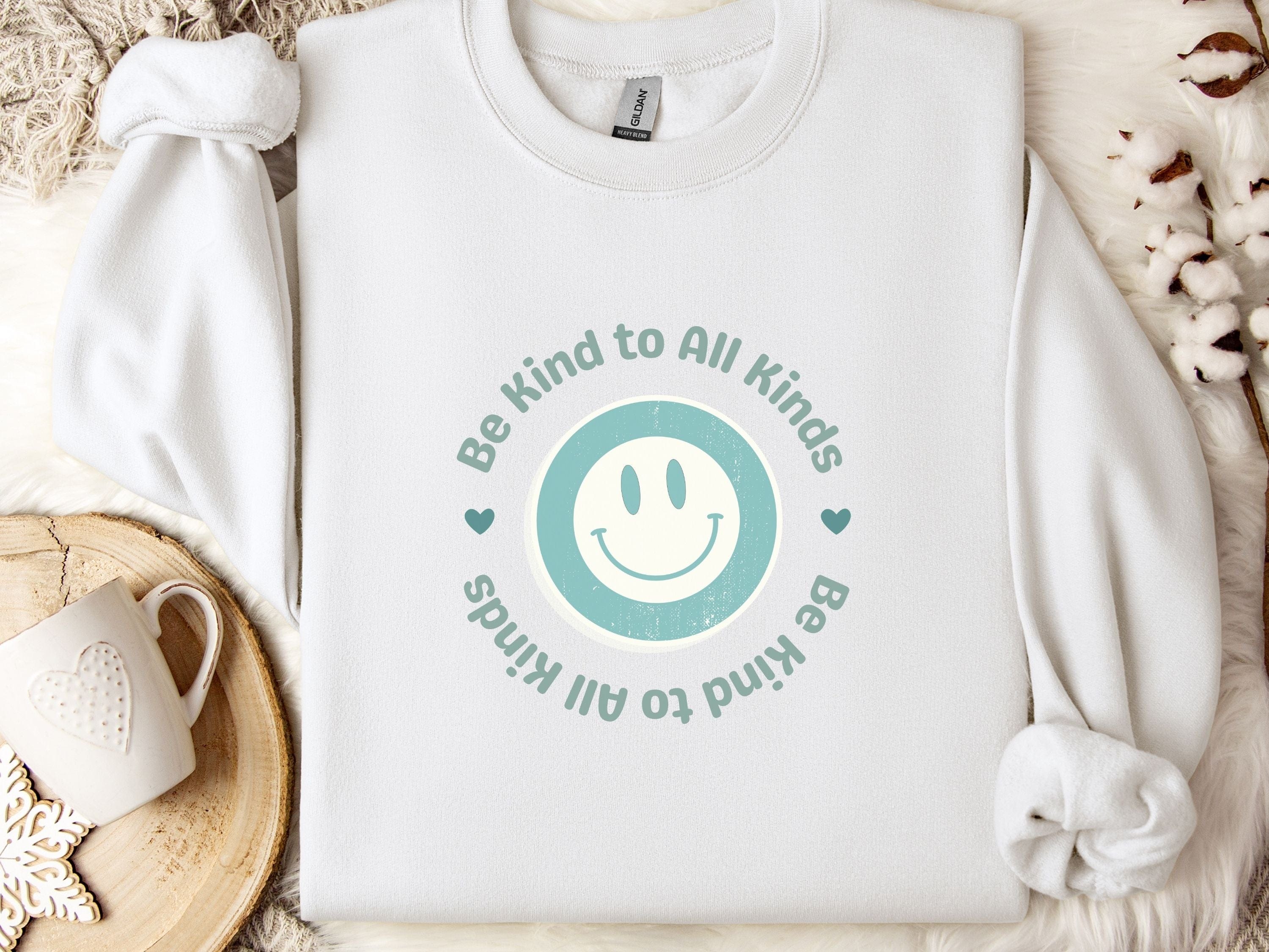 Be Kind To All Kinds Sweatshirt-White-Neurodiversity, ADHD & Autism Awareness & Acceptance Sweatshirt by Daily Bloom