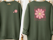 Bloom Daisy Sweatshirt-Military Green-Neurodiversity, ADHD & Autism Awareness & Acceptance Sweatshirt by Daily Bloom