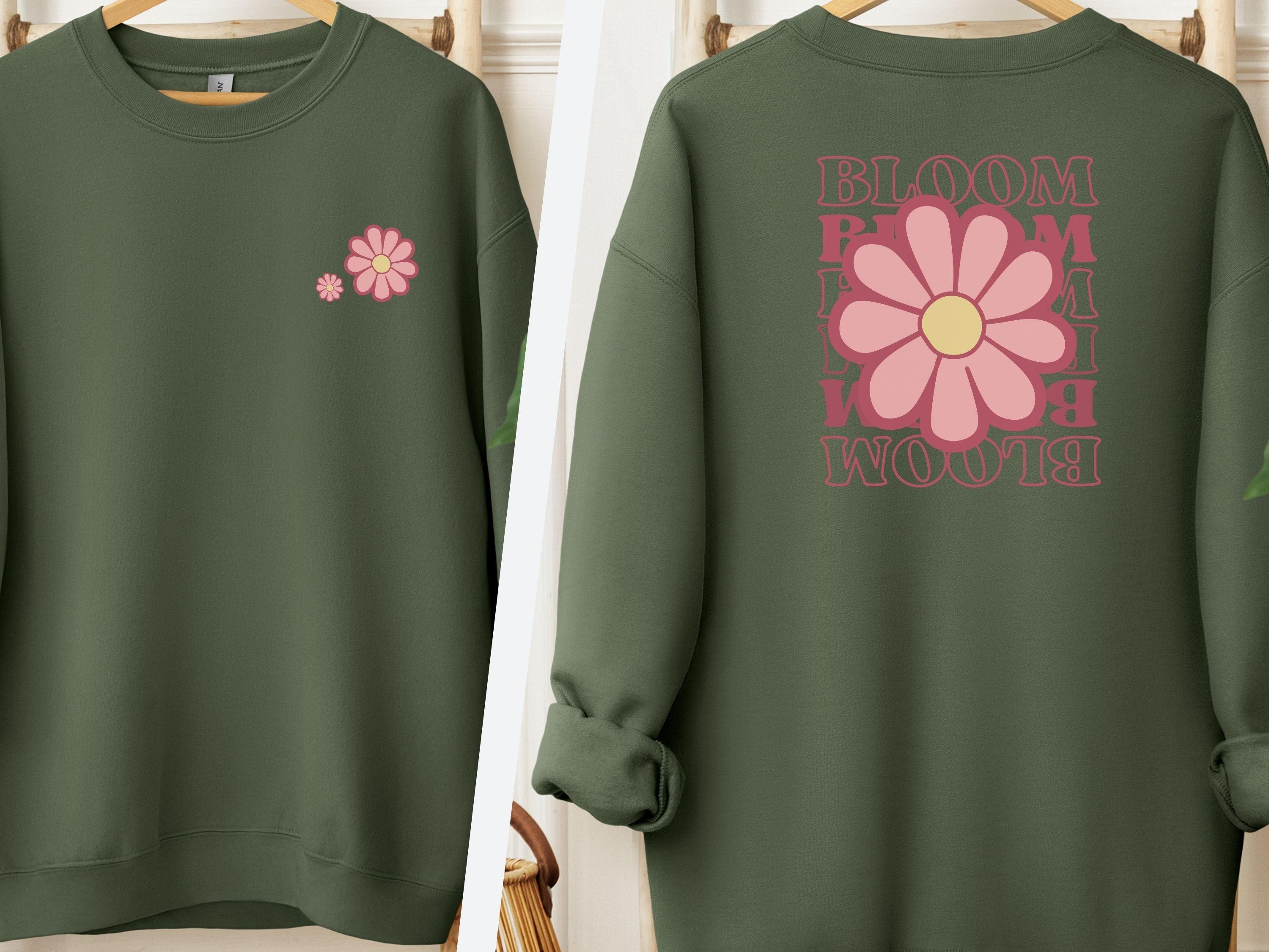 Bloom Daisy Sweatshirt-Military Green-Neurodiversity, ADHD & Autism Awareness & Acceptance Sweatshirt by Daily Bloom