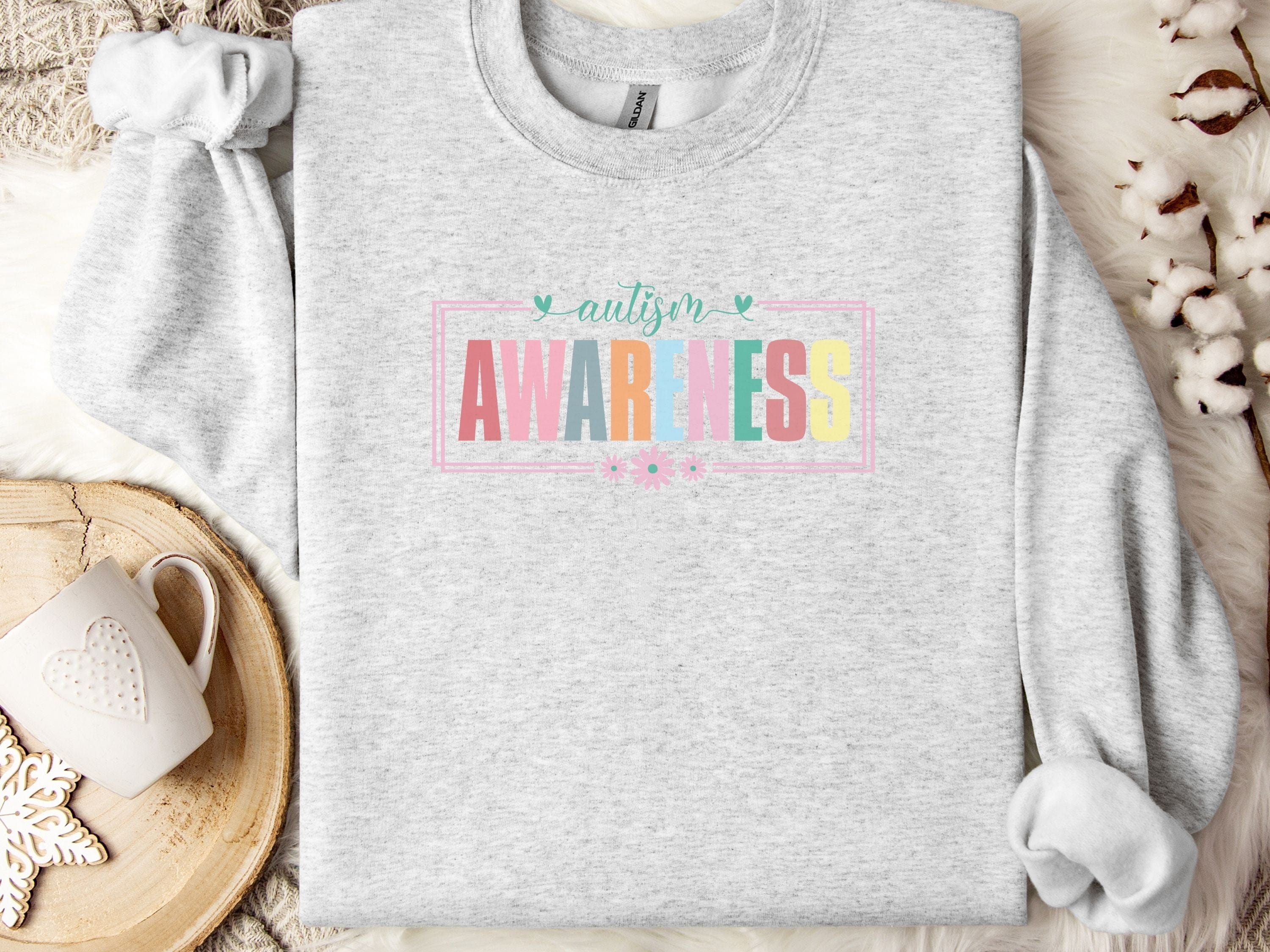 Bright Blooms for Autism Awareness Sweatshirt-Ash-Neurodiversity, ADHD & Autism Awareness & Acceptance Sweatshirt by Daily Bloom