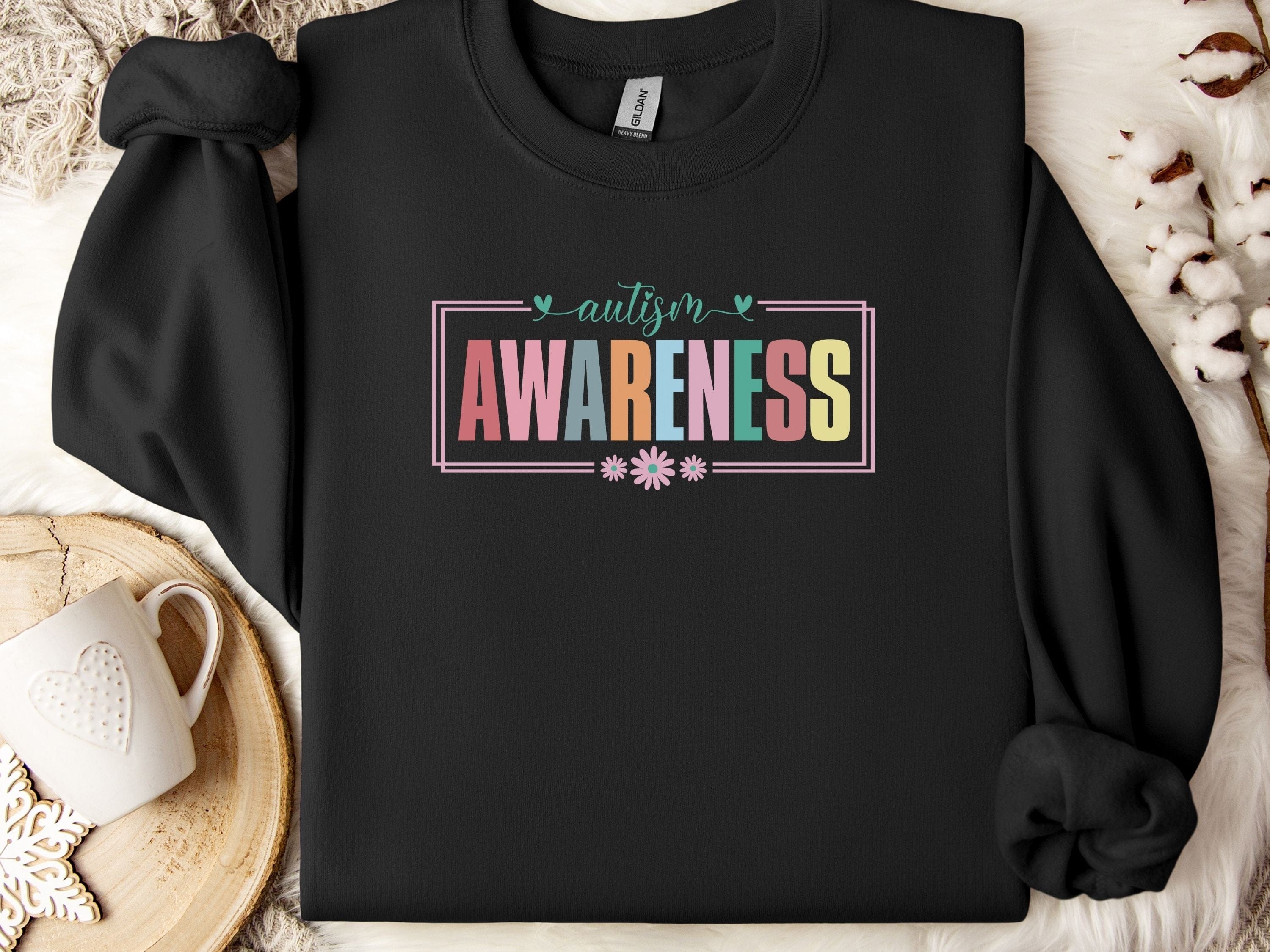Bright Blooms for Autism Awareness Sweatshirt-Black-Neurodiversity, ADHD & Autism Awareness & Acceptance Sweatshirt by Daily Bloom