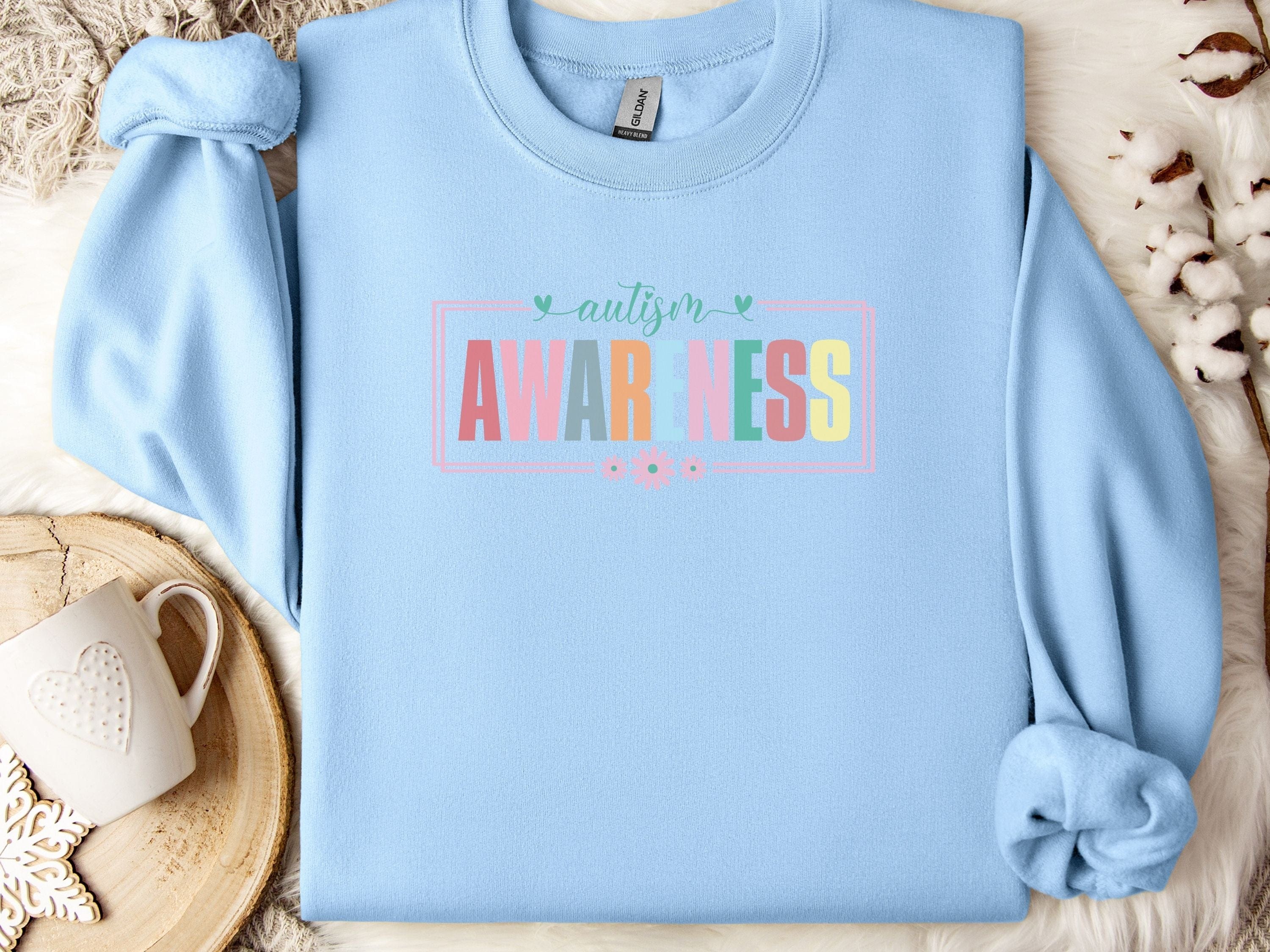 Bright Blooms for Autism Awareness Sweatshirt-Light Blue-Neurodiversity, ADHD & Autism Awareness & Acceptance Sweatshirt by Daily Bloom