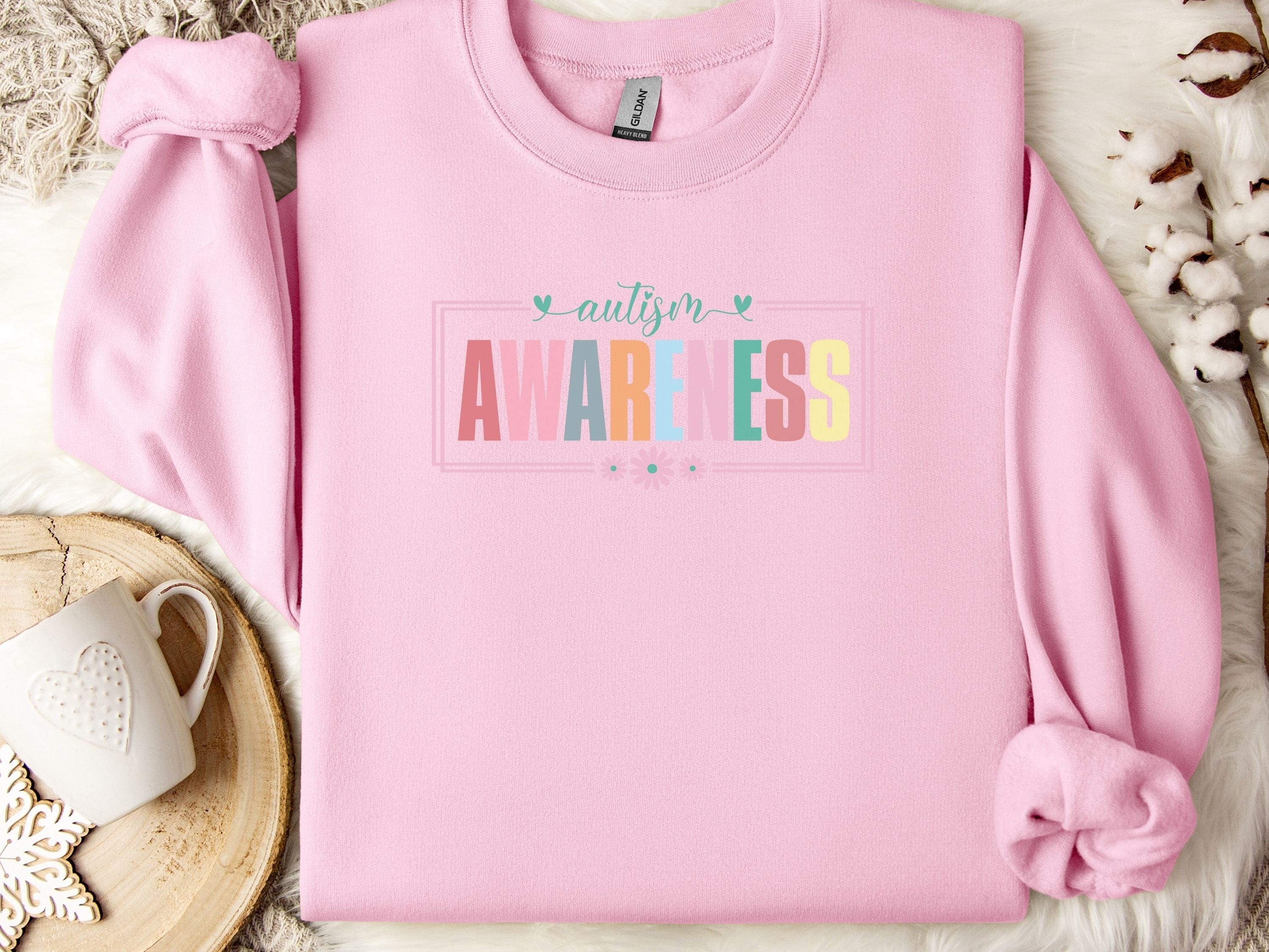 Bright Blooms for Autism Awareness Sweatshirt-Light Pink-Neurodiversity, ADHD & Autism Awareness & Acceptance Sweatshirt by Daily Bloom