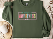 Bright Blooms for Autism Awareness Sweatshirt-Military Green-Neurodiversity, ADHD & Autism Awareness & Acceptance Sweatshirt by Daily Bloom