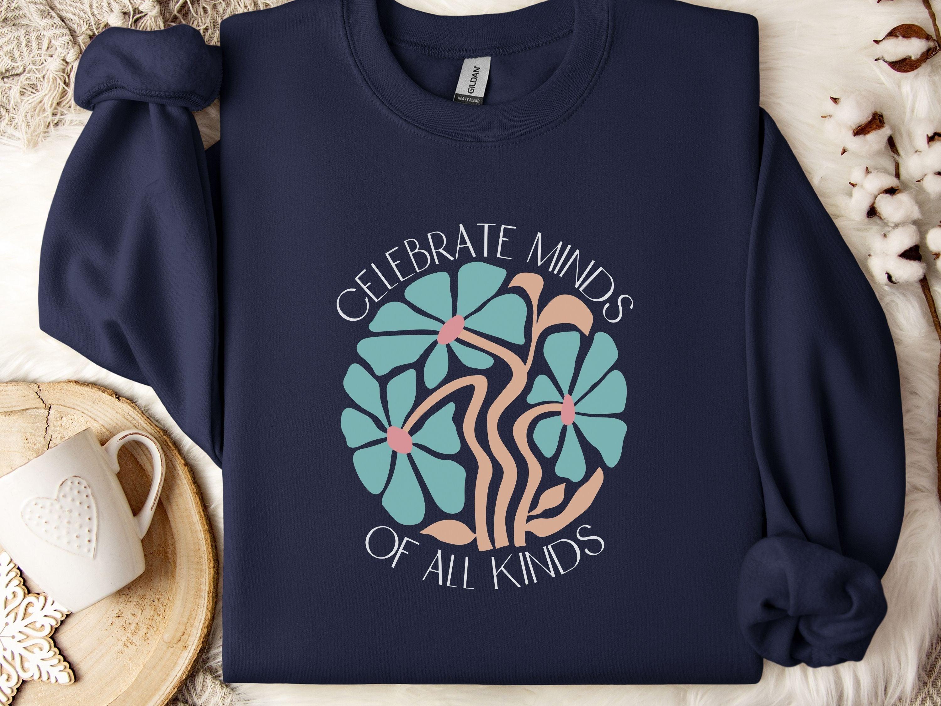 Celebrate Minds of All Kinds Sweatshirt-Navy-Neurodiversity, ADHD & Autism Awareness & Acceptance Sweatshirt by Daily Bloom