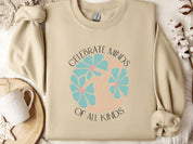 Celebrate Minds of All Kinds Sweatshirt-Sand-Neurodiversity, ADHD & Autism Awareness & Acceptance Sweatshirt by Daily Bloom