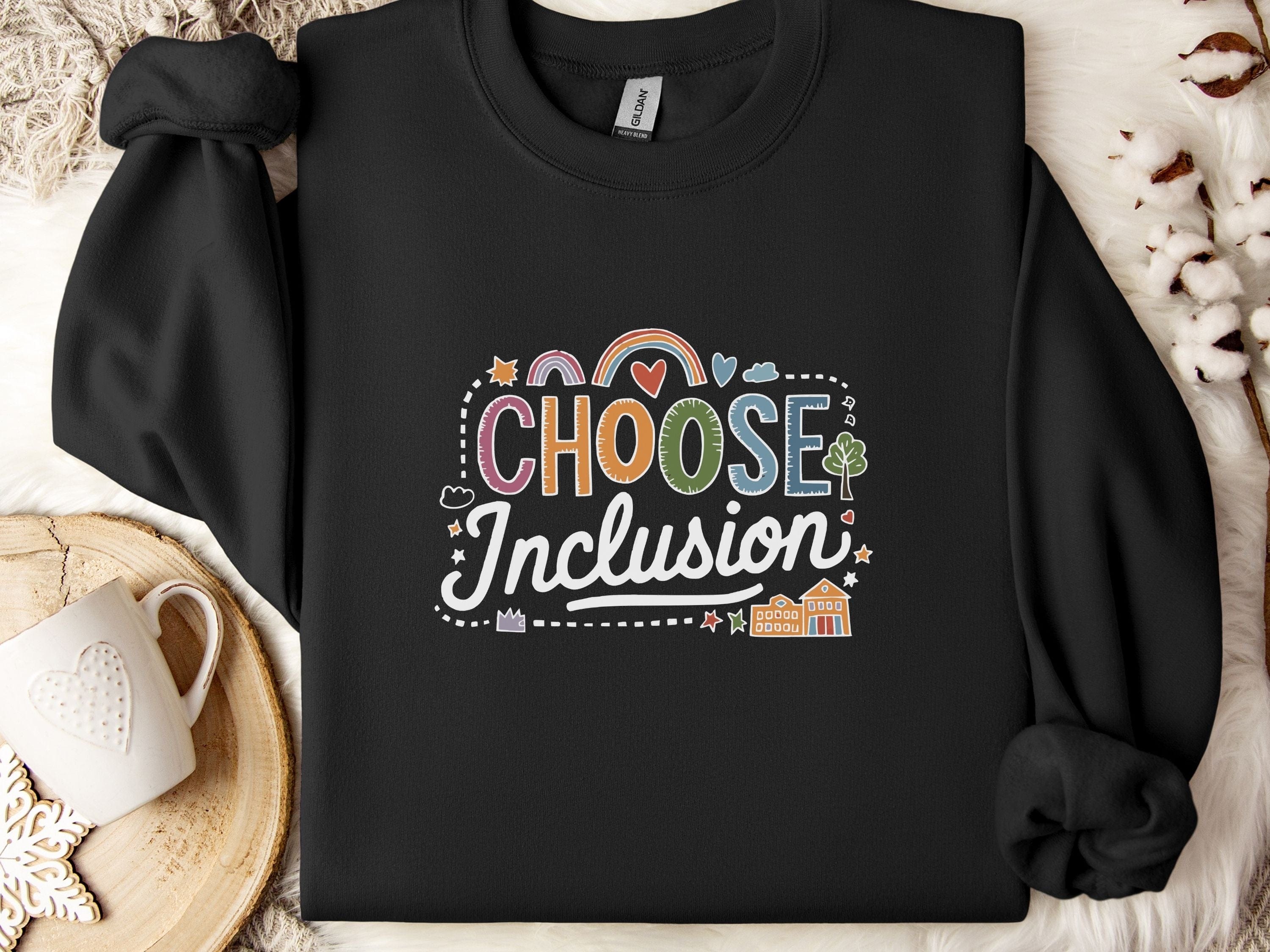 Choose Inclusion Sweatshirt-Black-Neurodiversity, ADHD & Autism Awareness & Acceptance Sweatshirt by Daily Bloom