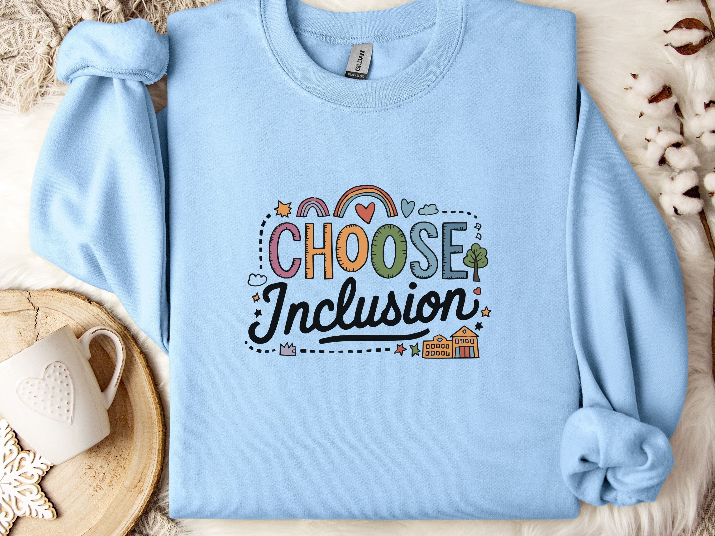 Choose Inclusion Sweatshirt-Light Blue-Neurodiversity, ADHD & Autism Awareness & Acceptance Sweatshirt by Daily Bloom